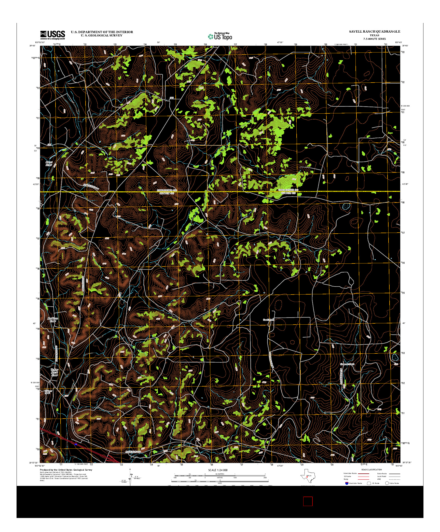USGS US TOPO 7.5-MINUTE MAP FOR SAVELL RANCH, TX 2012