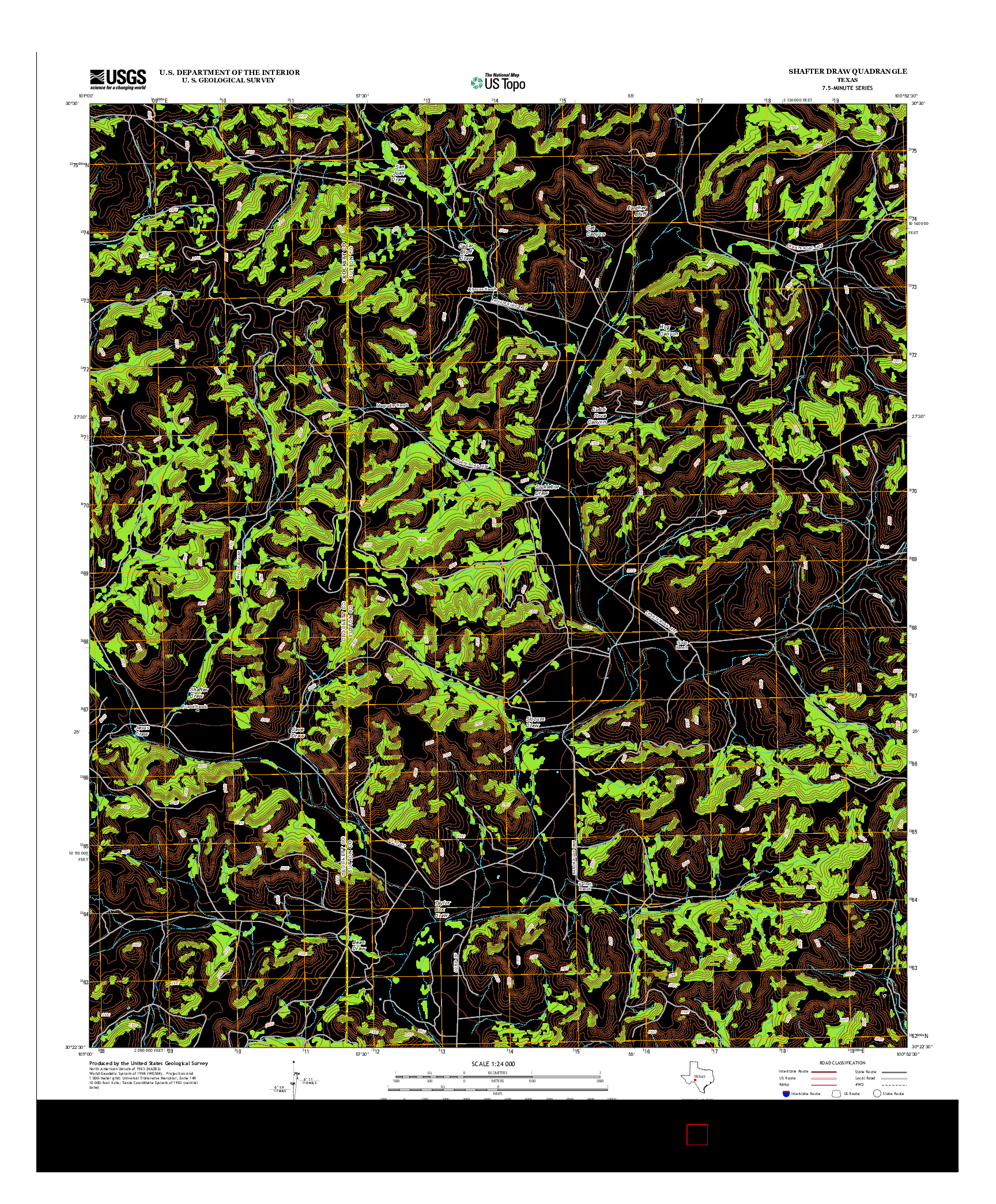 USGS US TOPO 7.5-MINUTE MAP FOR SHAFTER DRAW, TX 2012