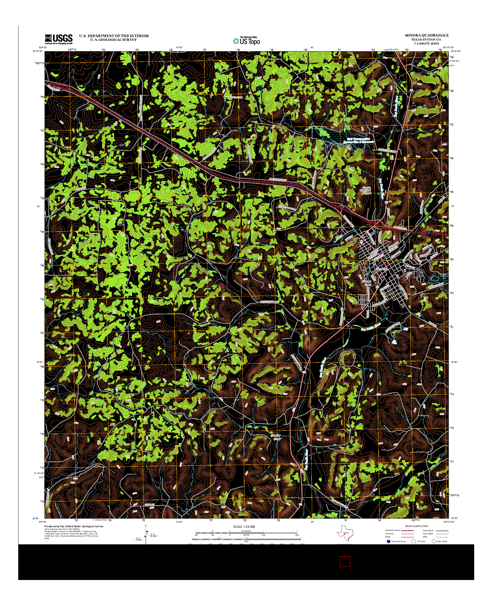 USGS US TOPO 7.5-MINUTE MAP FOR SONORA, TX 2012