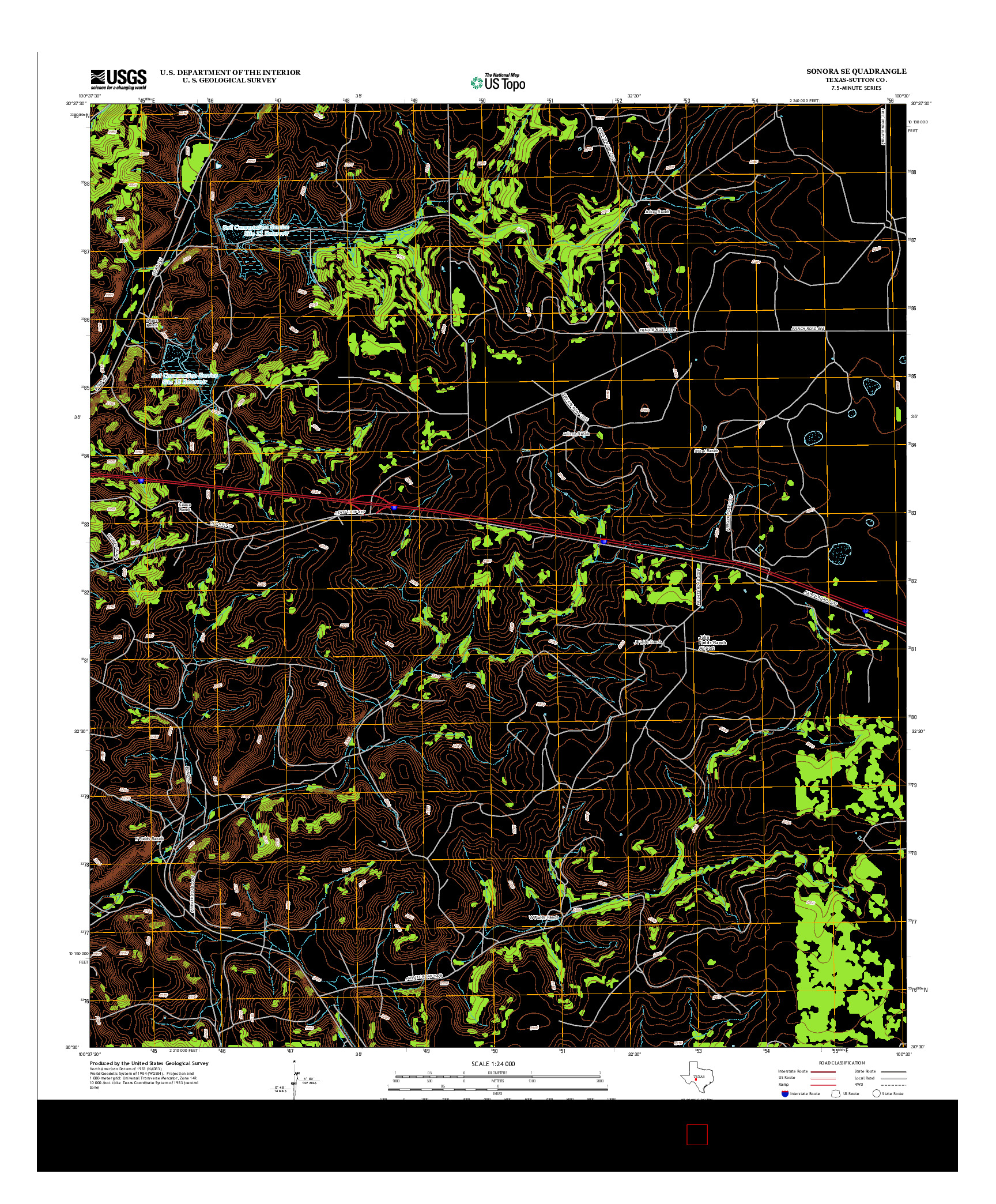 USGS US TOPO 7.5-MINUTE MAP FOR SONORA SE, TX 2012