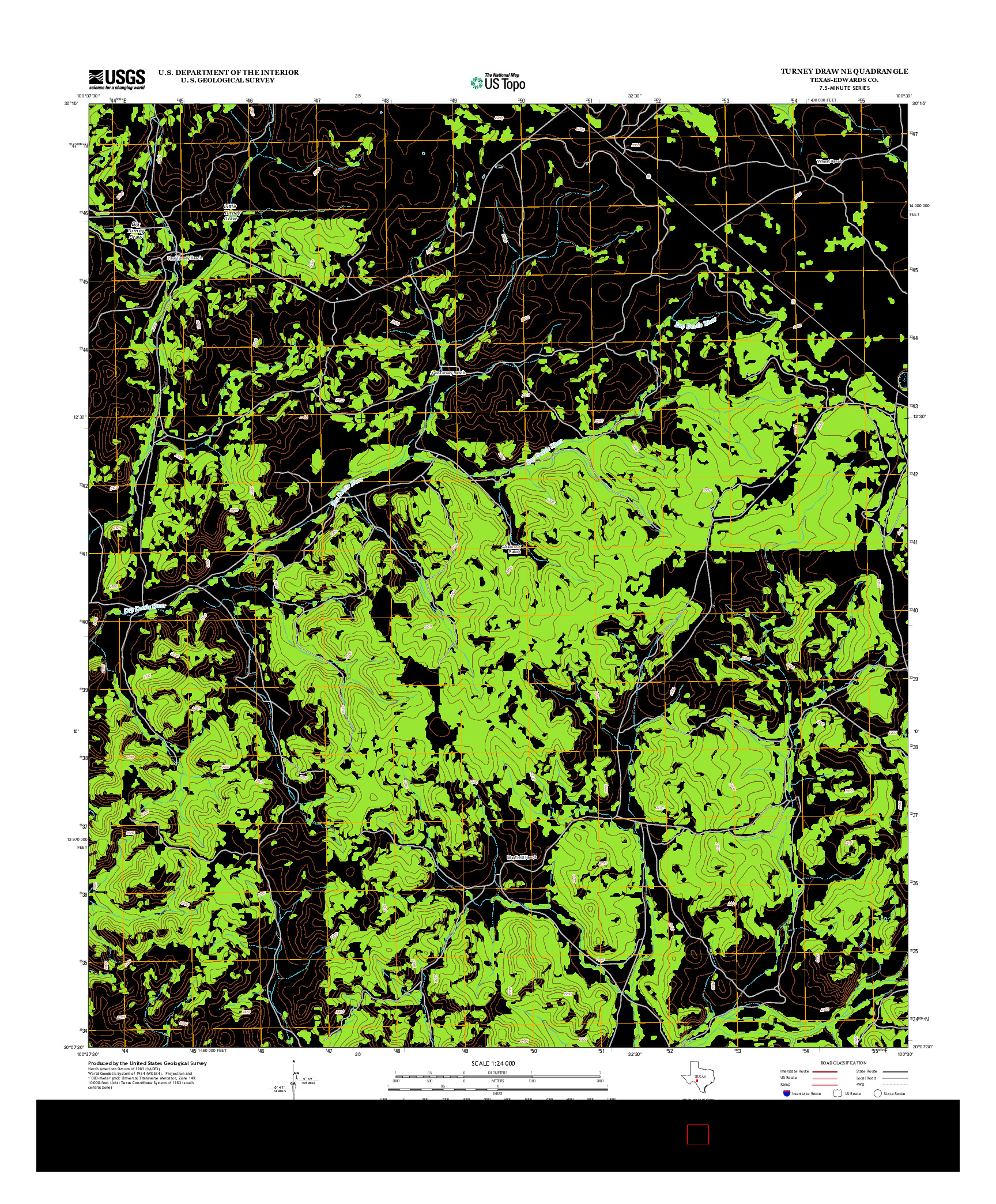 USGS US TOPO 7.5-MINUTE MAP FOR TURNEY DRAW NE, TX 2012