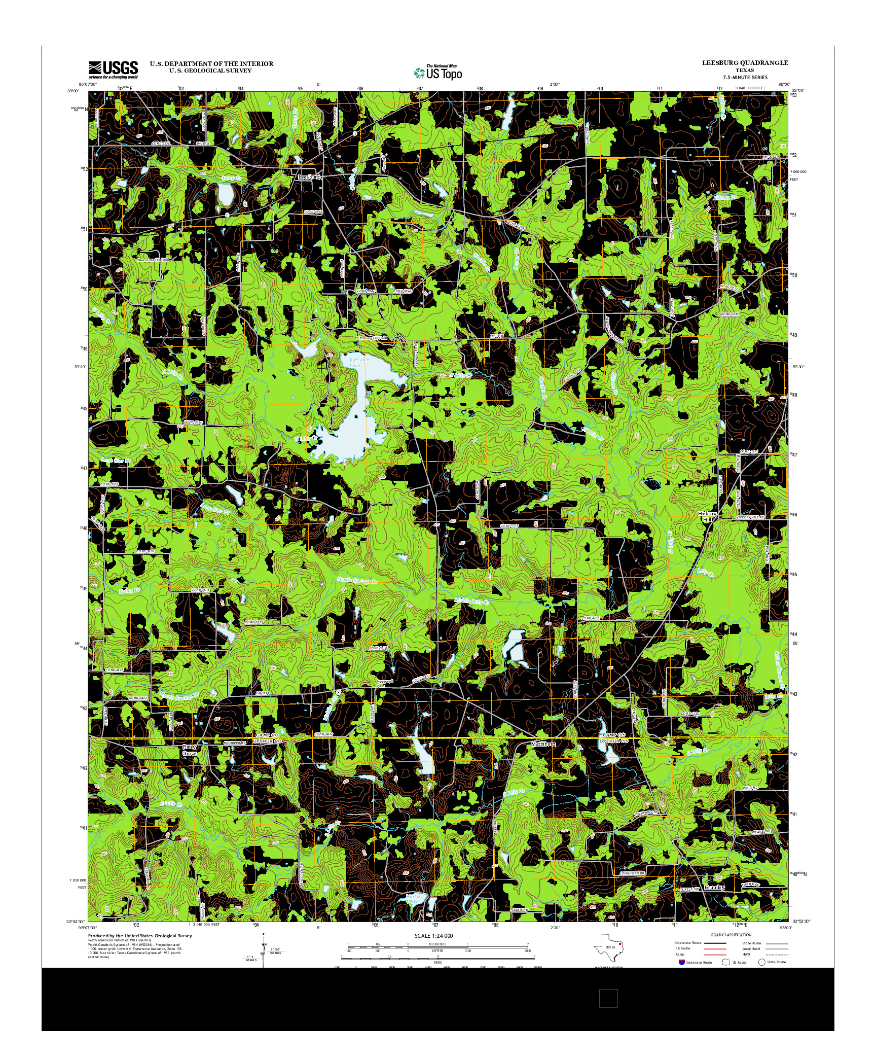 USGS US TOPO 7.5-MINUTE MAP FOR LEESBURG, TX 2012