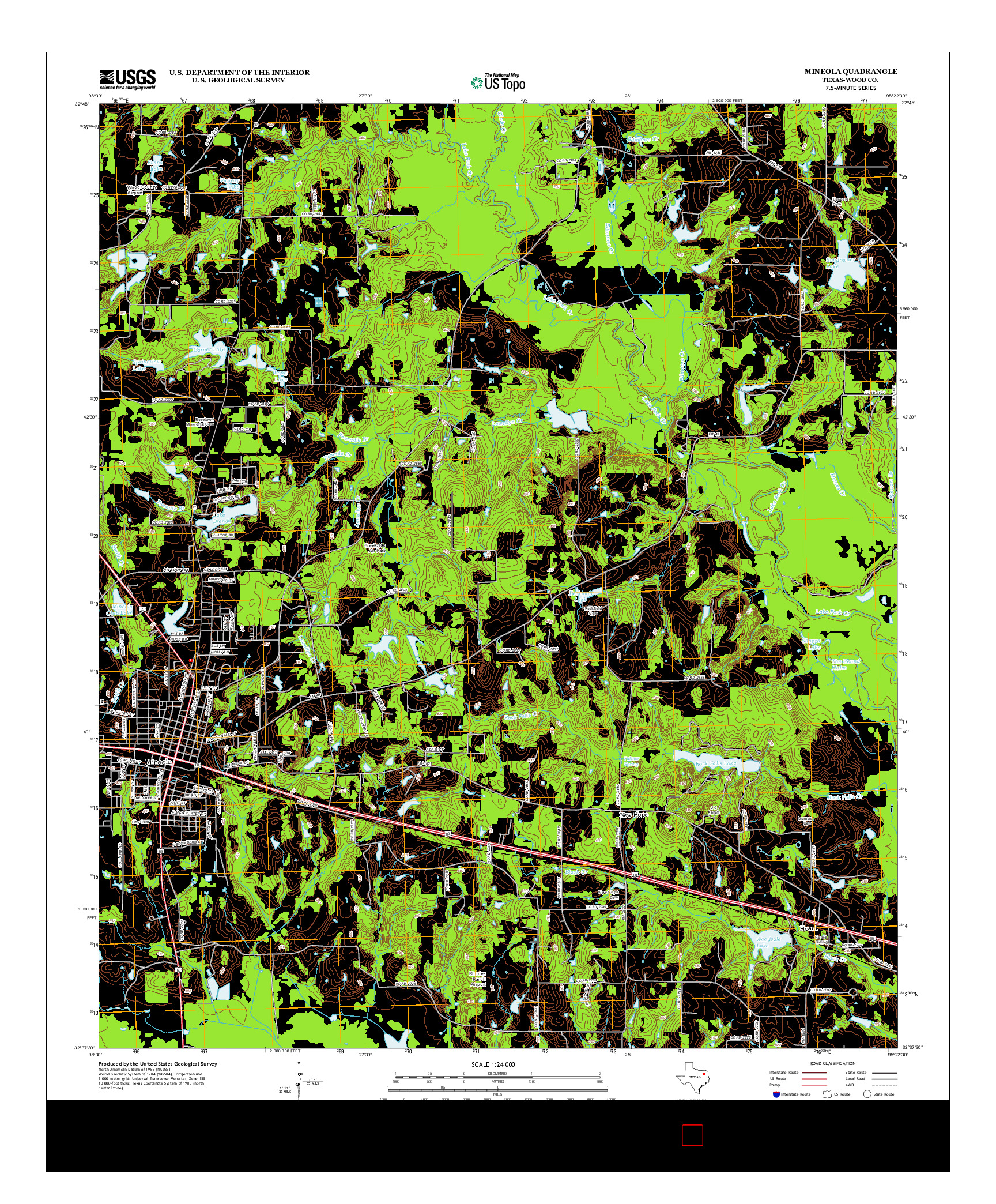 USGS US TOPO 7.5-MINUTE MAP FOR MINEOLA, TX 2012