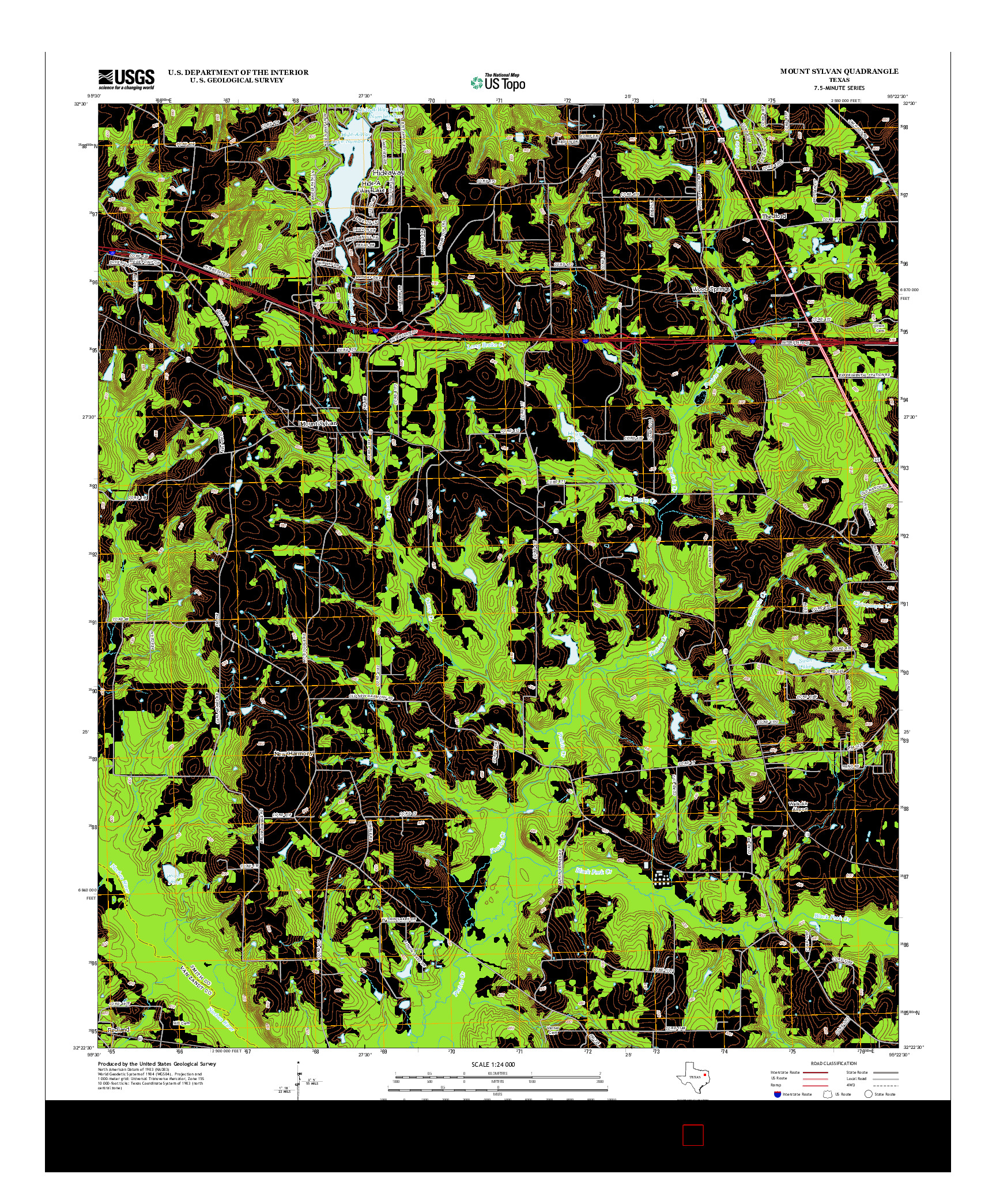 USGS US TOPO 7.5-MINUTE MAP FOR MOUNT SYLVAN, TX 2012
