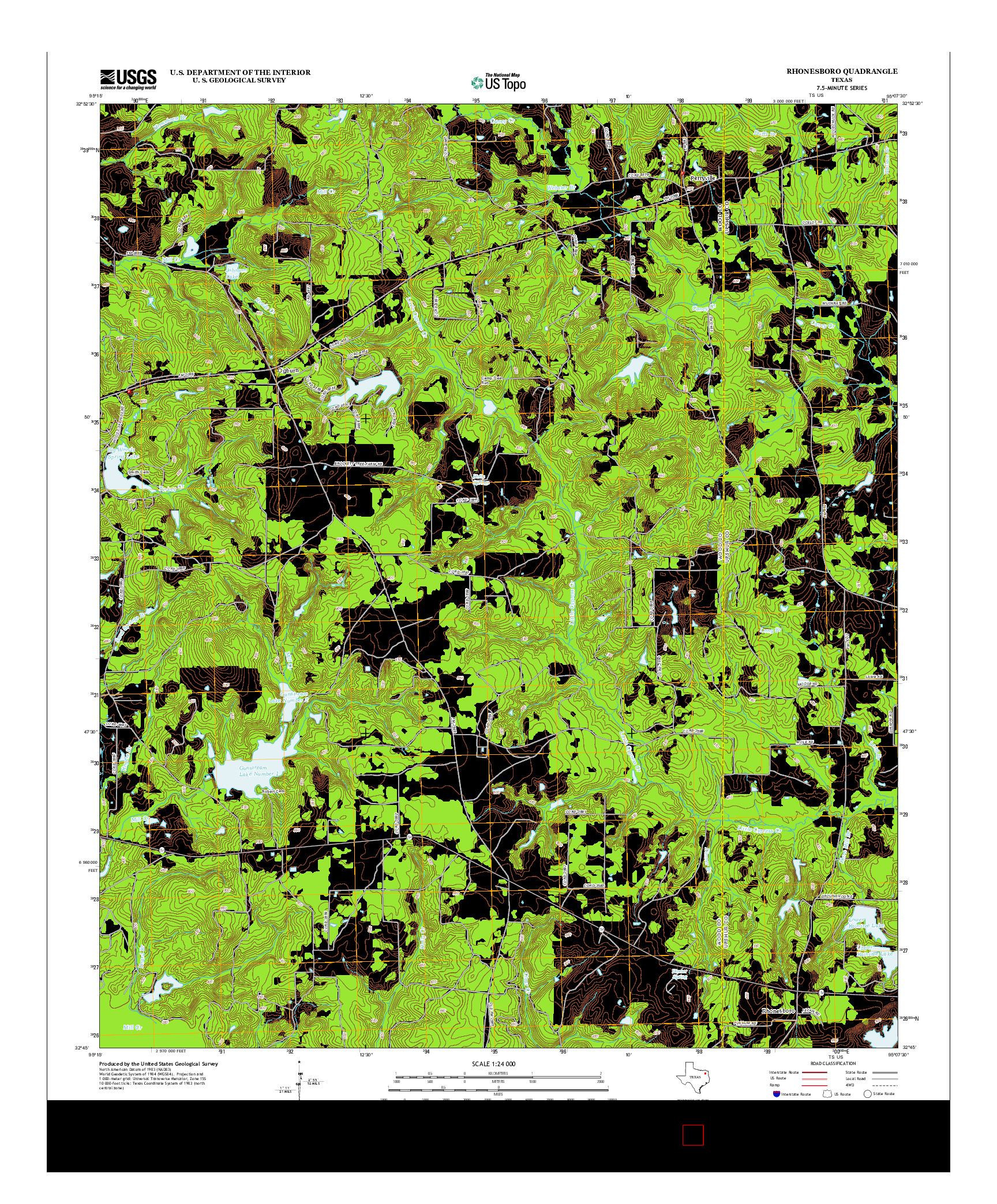 USGS US TOPO 7.5-MINUTE MAP FOR RHONESBORO, TX 2012