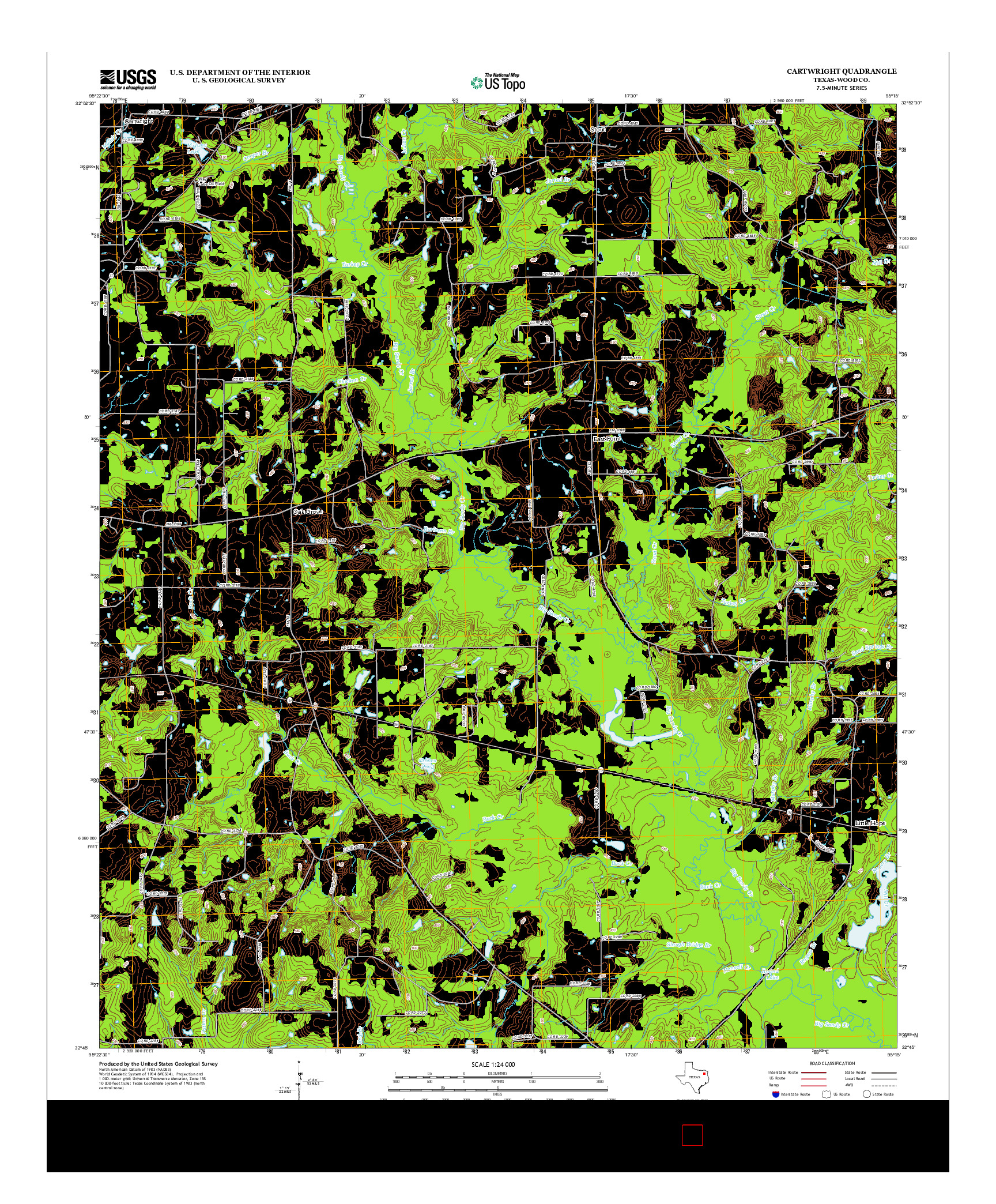 USGS US TOPO 7.5-MINUTE MAP FOR CARTWRIGHT, TX 2012