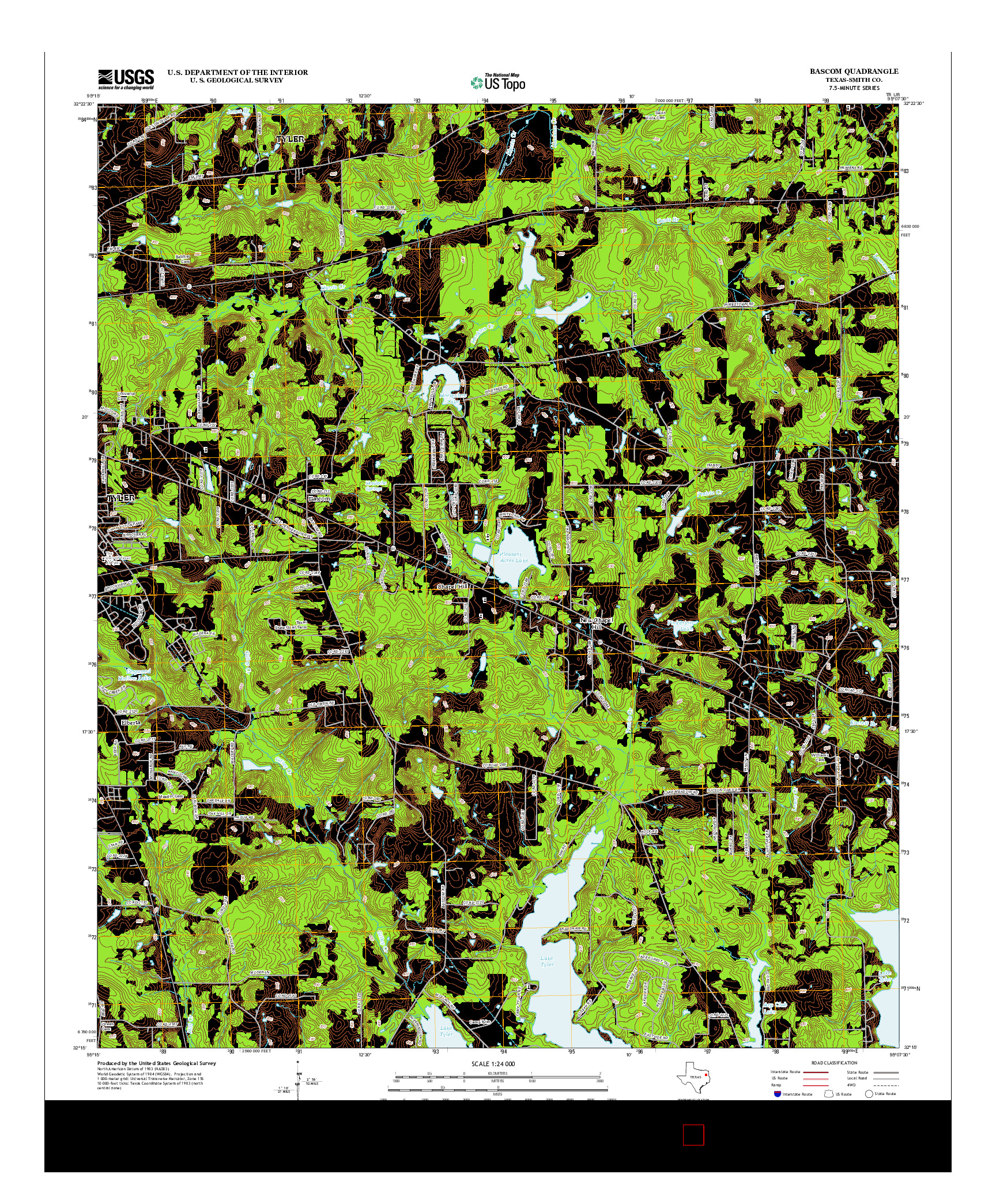 USGS US TOPO 7.5-MINUTE MAP FOR BASCOM, TX 2012