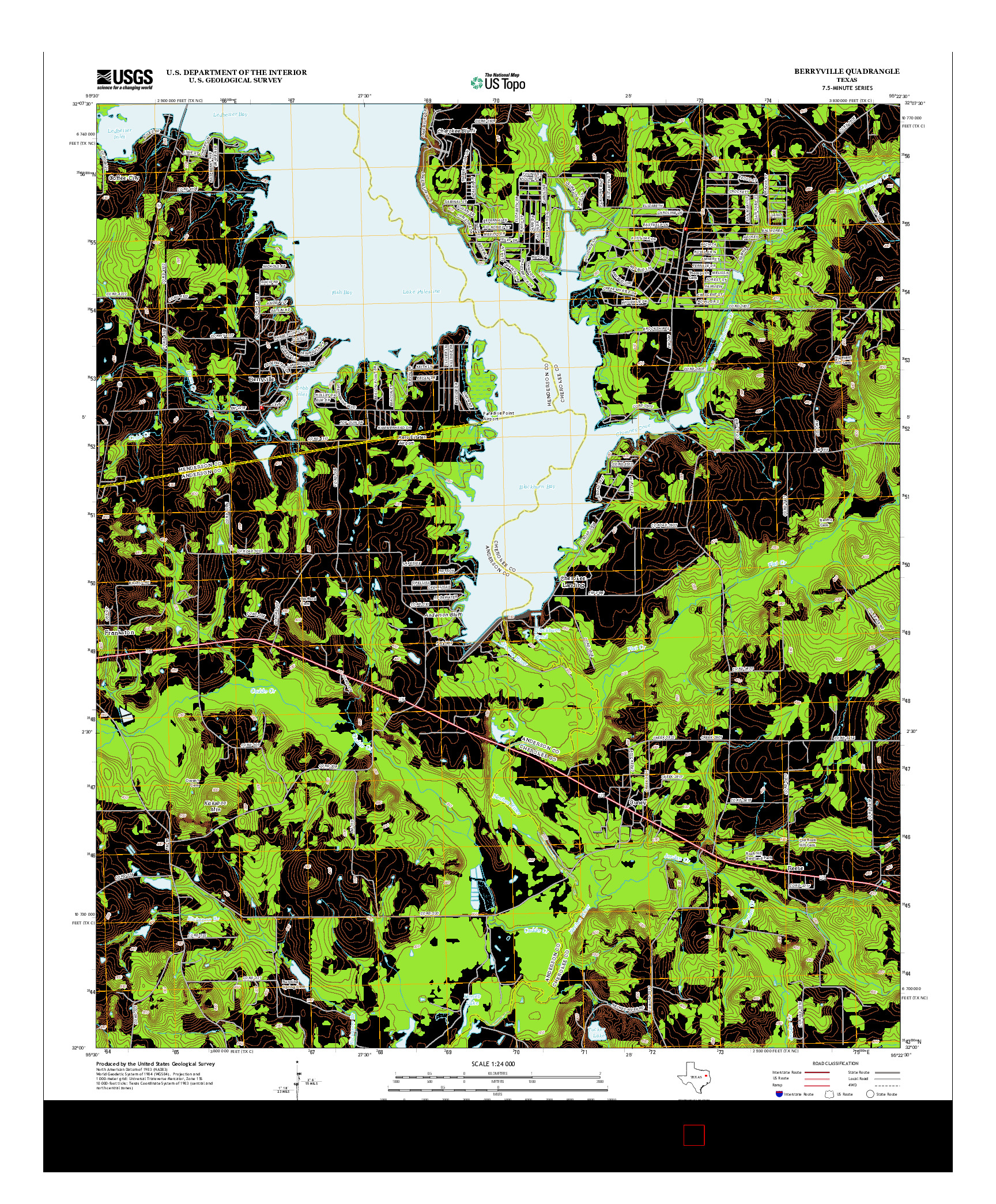 USGS US TOPO 7.5-MINUTE MAP FOR BERRYVILLE, TX 2012