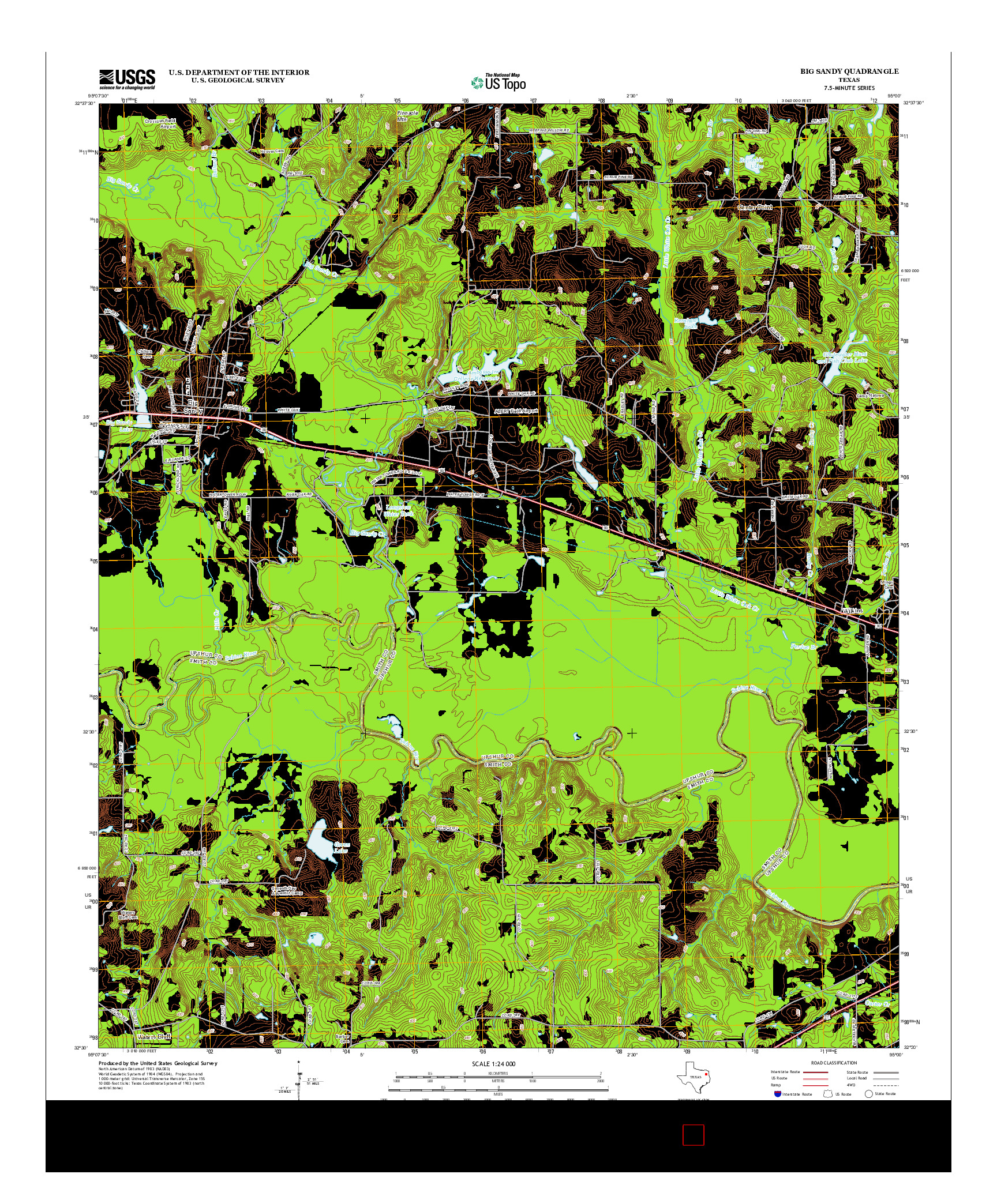 USGS US TOPO 7.5-MINUTE MAP FOR BIG SANDY, TX 2012