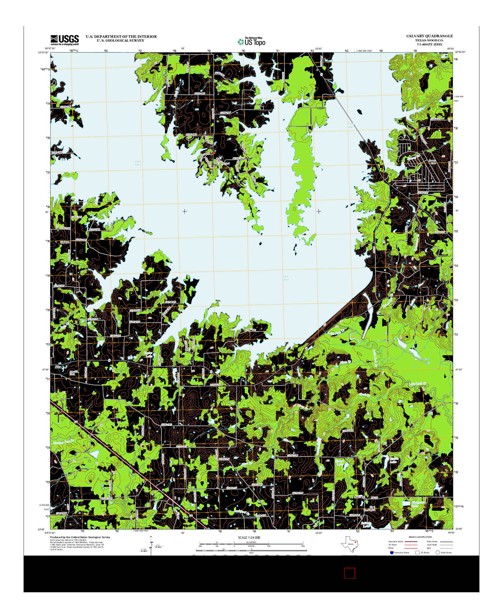 USGS US TOPO 7.5-MINUTE MAP FOR CALVARY, TX 2012