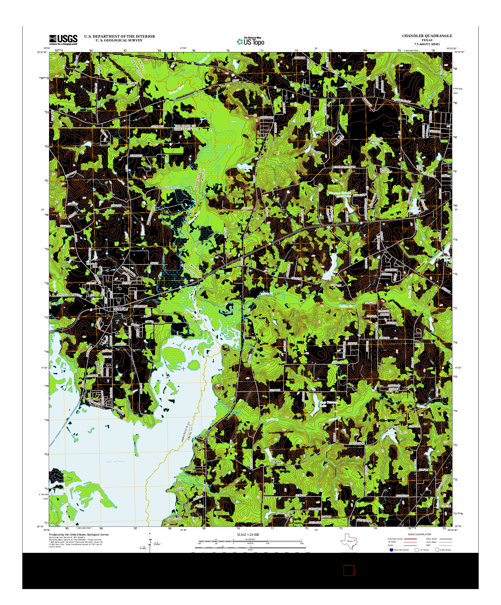 USGS US TOPO 7.5-MINUTE MAP FOR CHANDLER, TX 2012