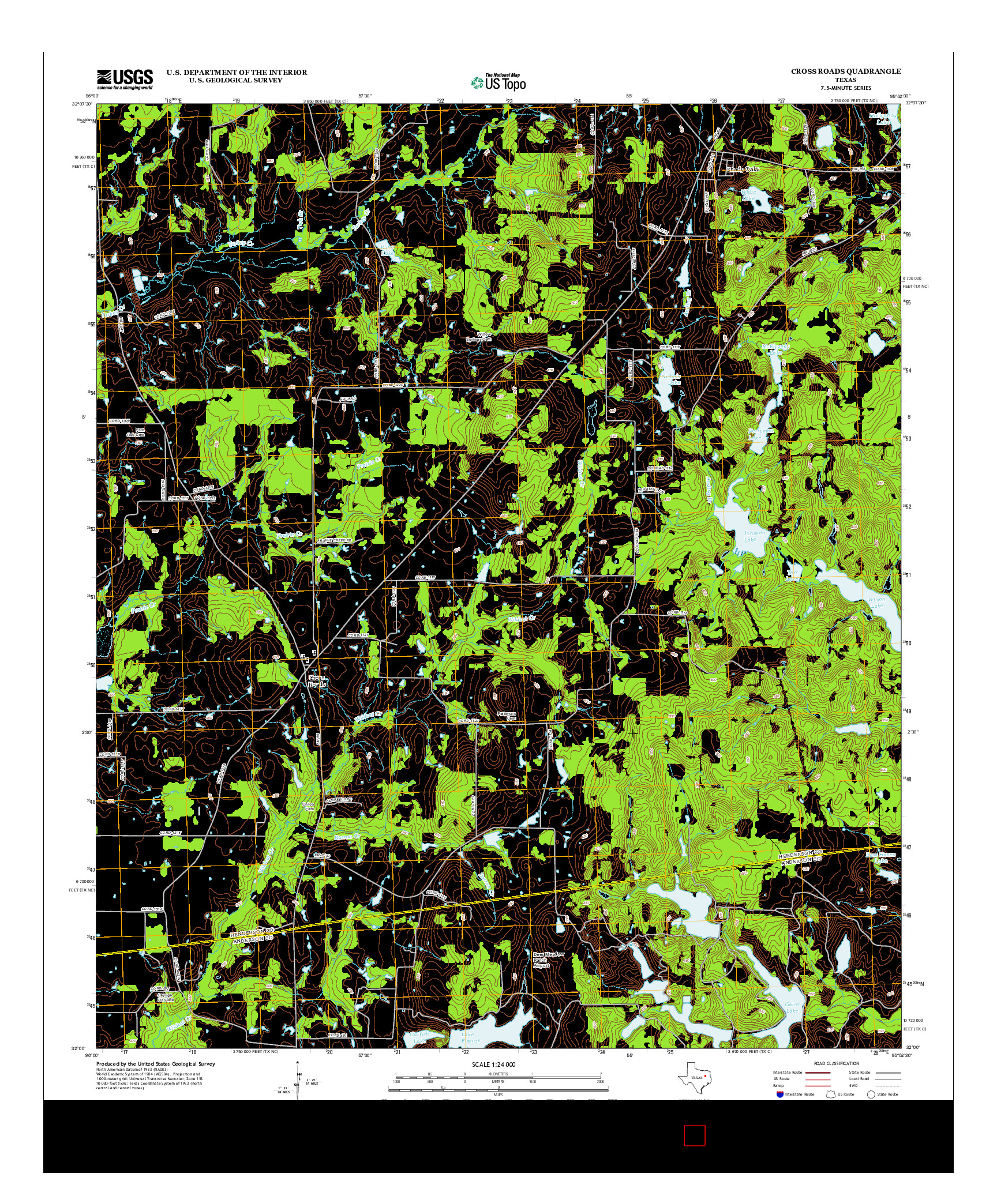 USGS US TOPO 7.5-MINUTE MAP FOR CROSS ROADS, TX 2012