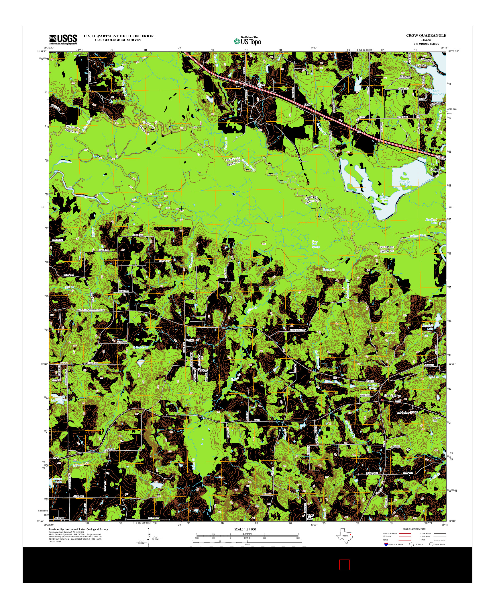 USGS US TOPO 7.5-MINUTE MAP FOR CROW, TX 2012