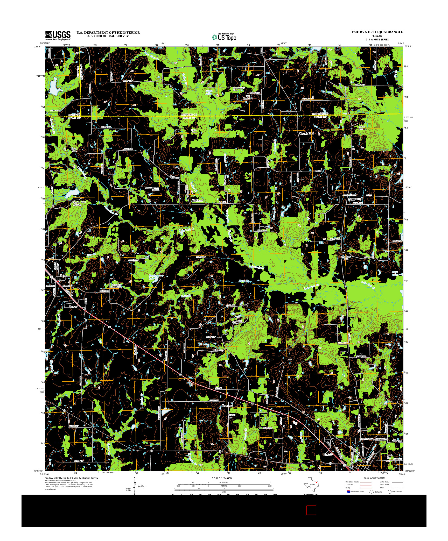 USGS US TOPO 7.5-MINUTE MAP FOR EMORY NORTH, TX 2012