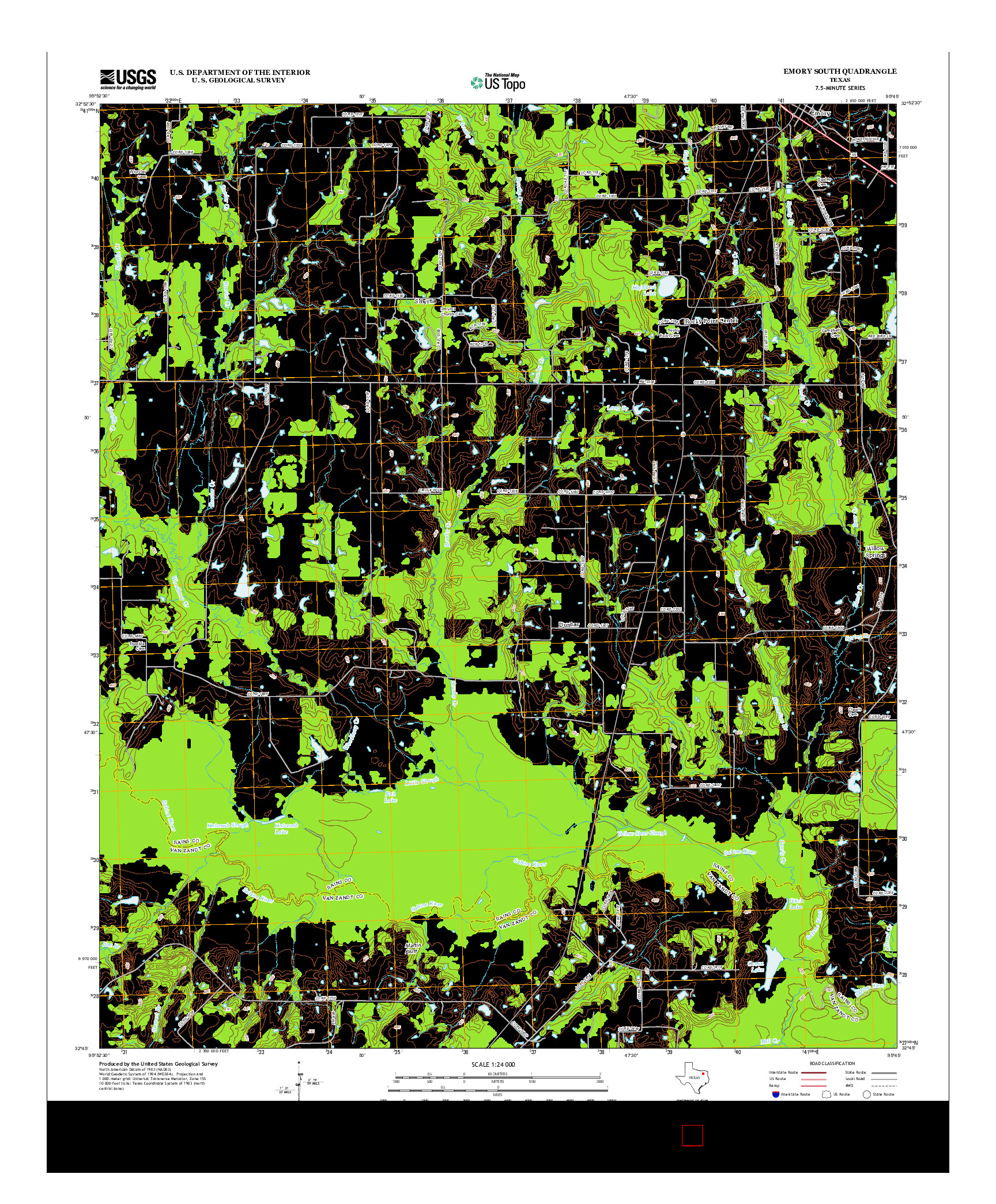 USGS US TOPO 7.5-MINUTE MAP FOR EMORY SOUTH, TX 2012