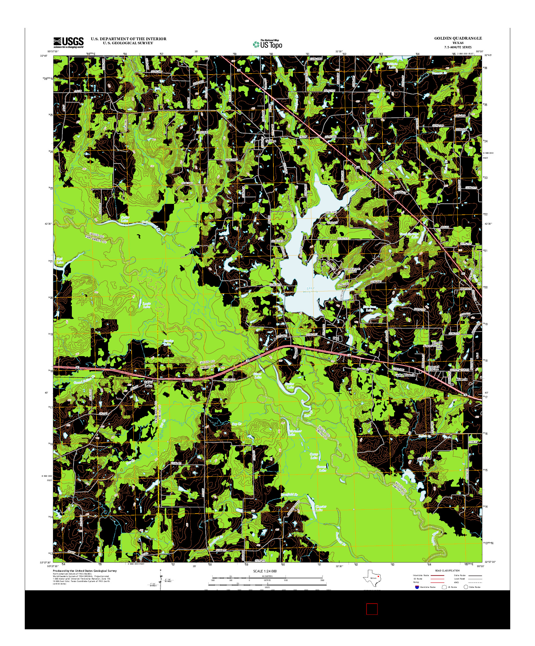 USGS US TOPO 7.5-MINUTE MAP FOR GOLDEN, TX 2012