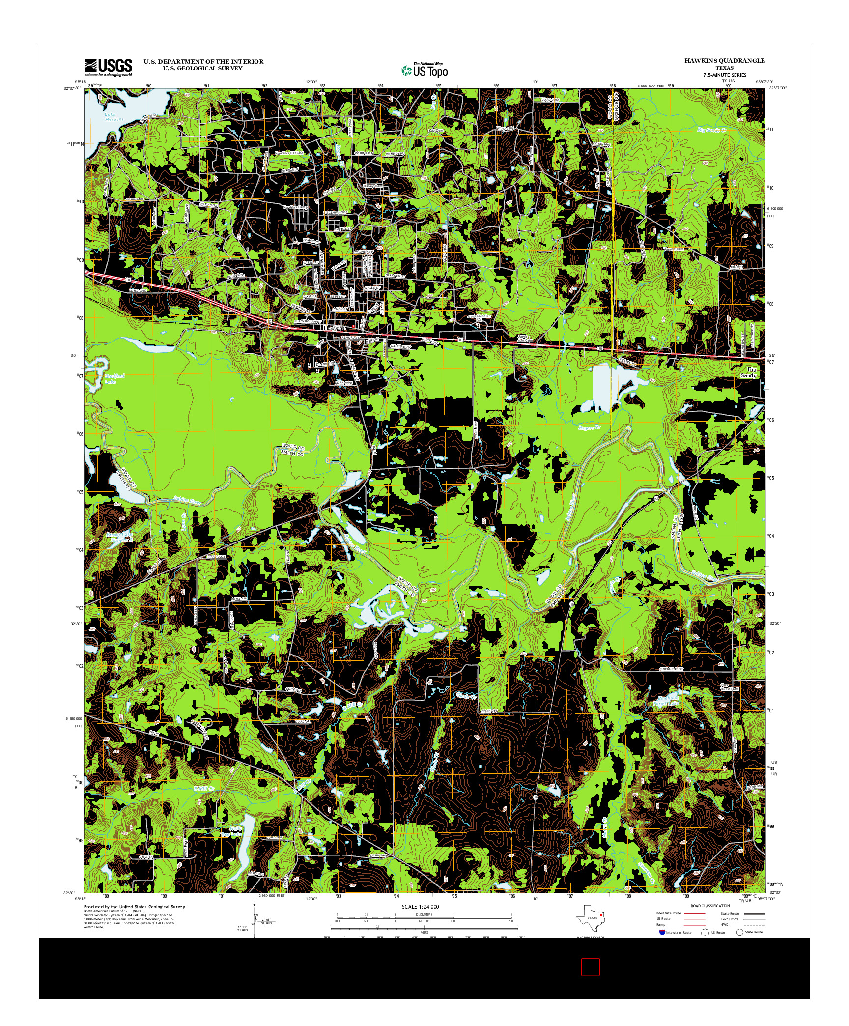 USGS US TOPO 7.5-MINUTE MAP FOR HAWKINS, TX 2012