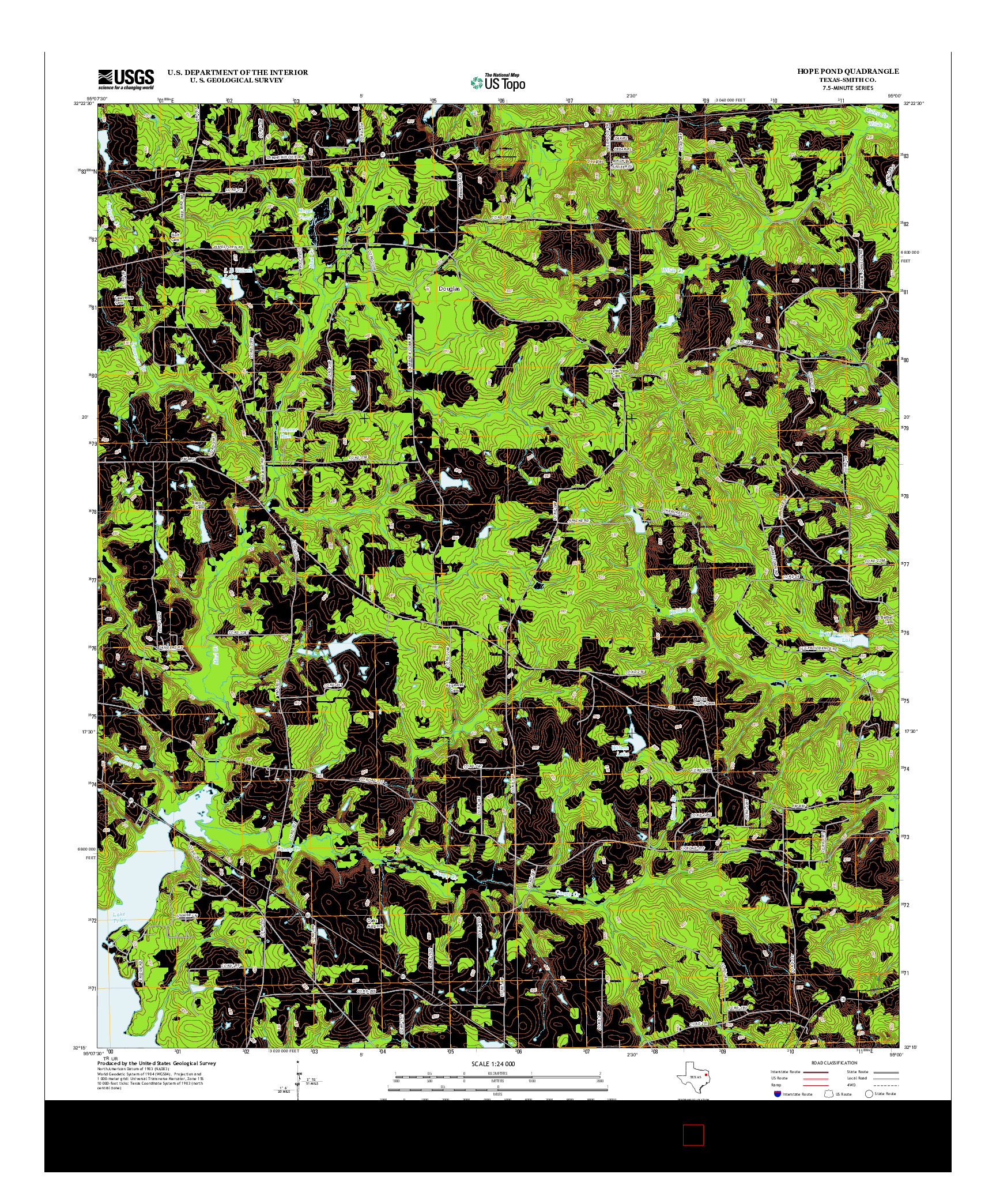 USGS US TOPO 7.5-MINUTE MAP FOR HOPE POND, TX 2012