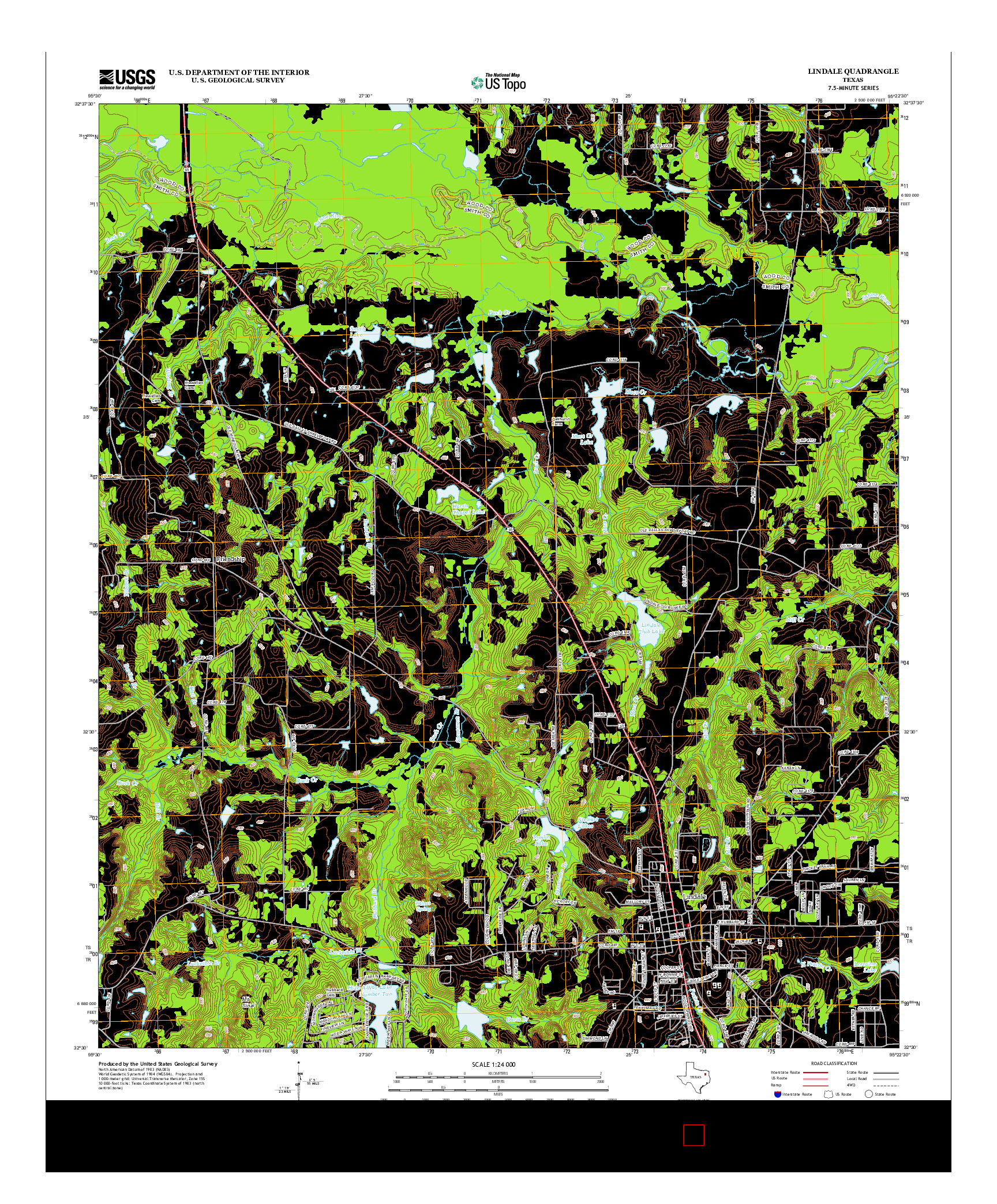 USGS US TOPO 7.5-MINUTE MAP FOR LINDALE, TX 2012