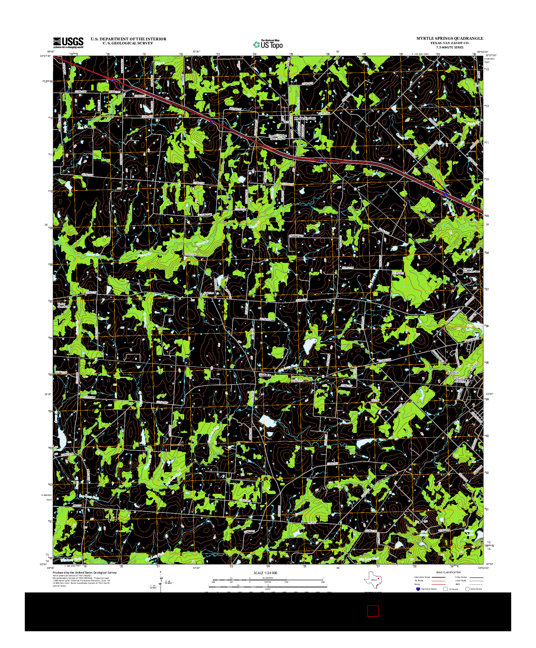 USGS US TOPO 7.5-MINUTE MAP FOR MYRTLE SPRINGS, TX 2012