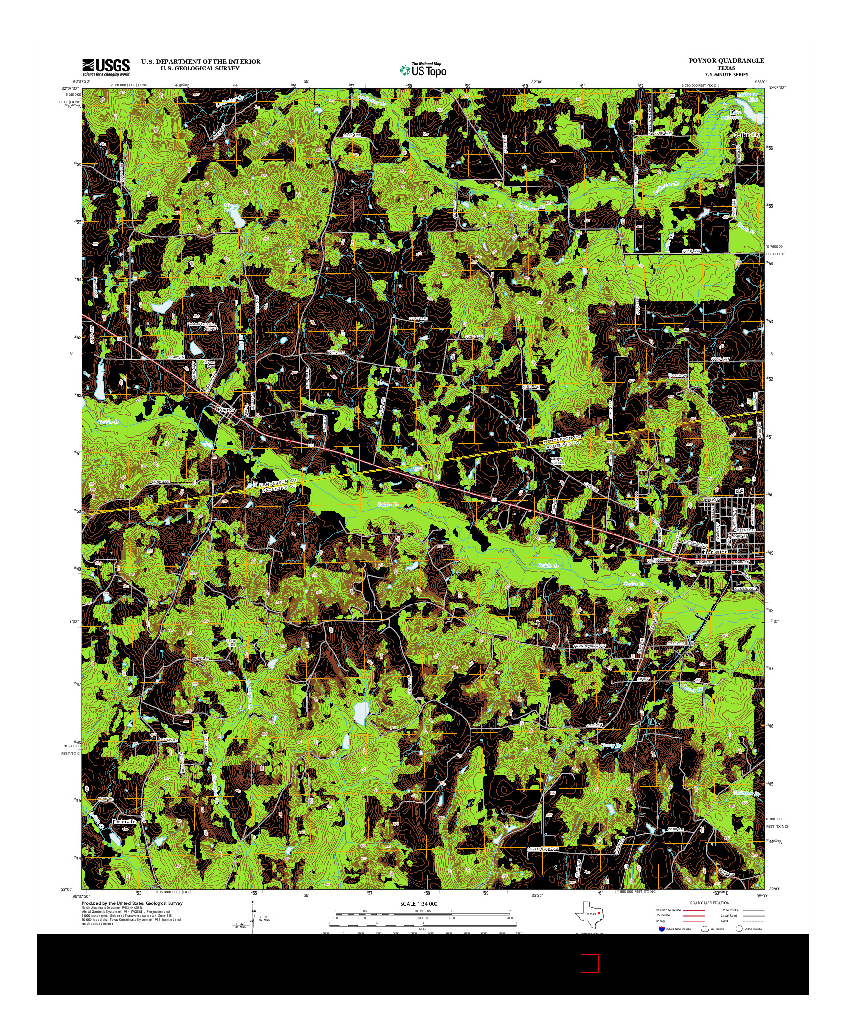 USGS US TOPO 7.5-MINUTE MAP FOR POYNOR, TX 2012