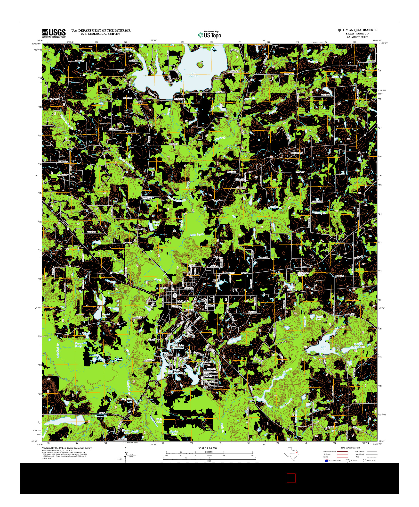 USGS US TOPO 7.5-MINUTE MAP FOR QUITMAN, TX 2012