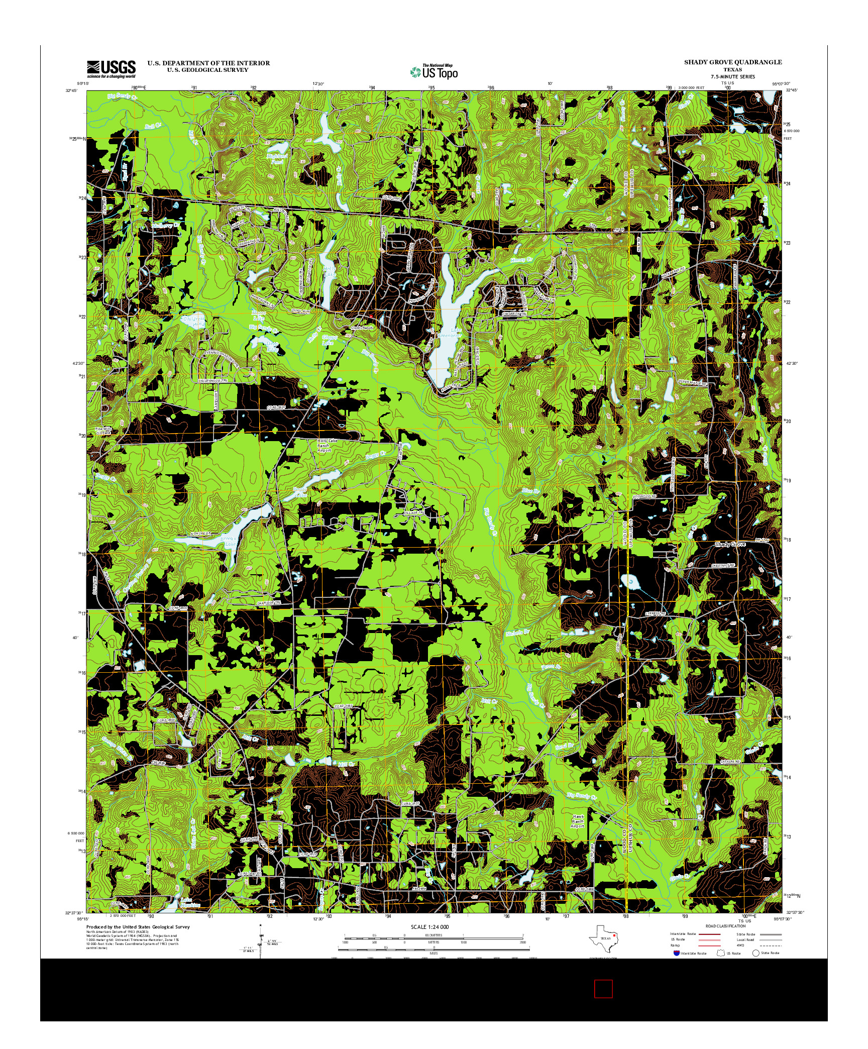 USGS US TOPO 7.5-MINUTE MAP FOR SHADY GROVE, TX 2012