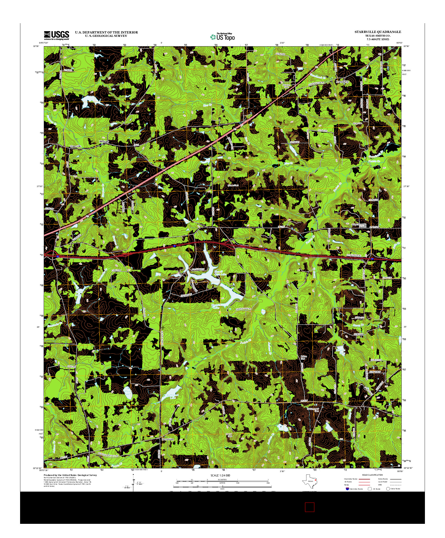 USGS US TOPO 7.5-MINUTE MAP FOR STARRVILLE, TX 2012