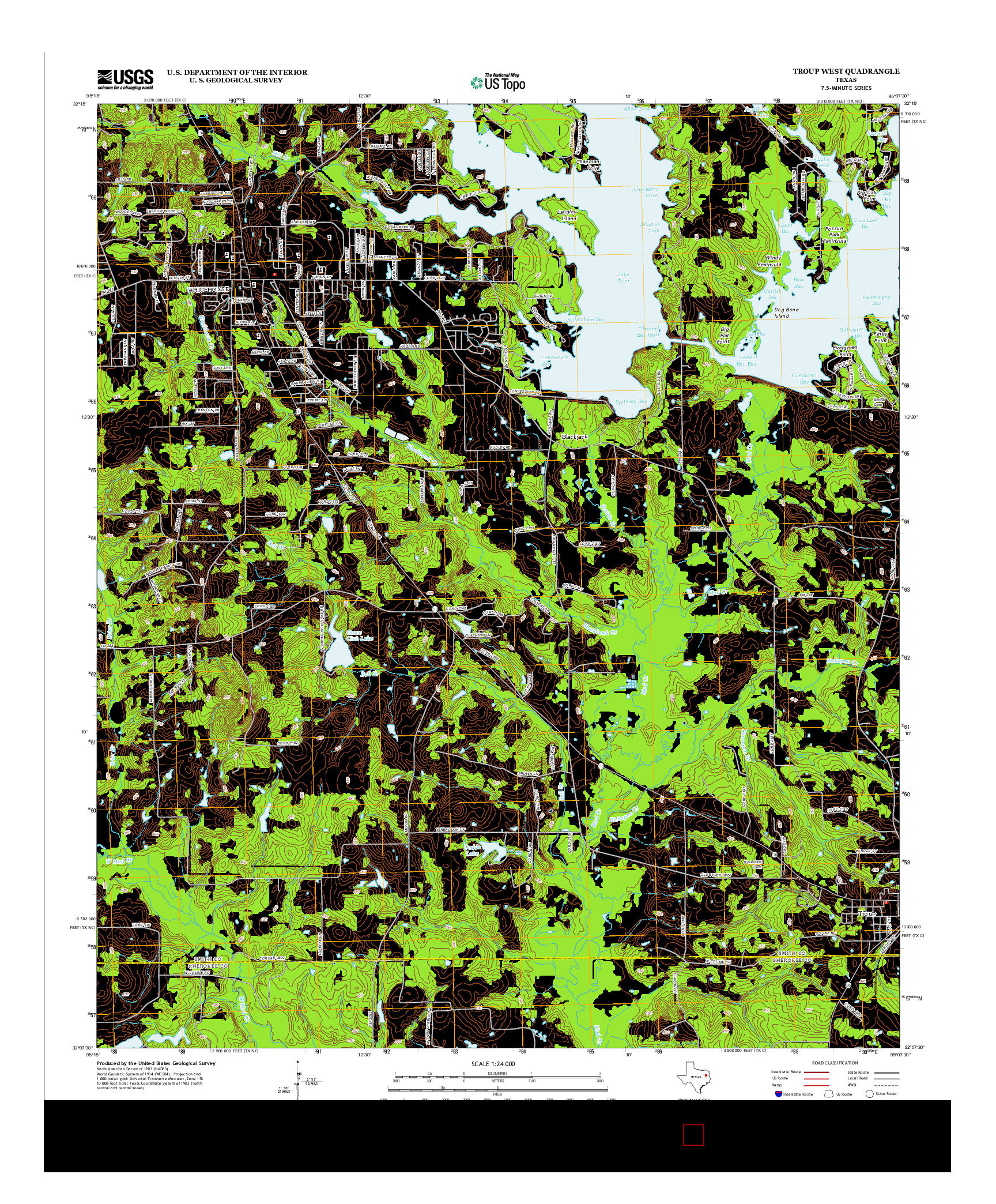 USGS US TOPO 7.5-MINUTE MAP FOR TROUP WEST, TX 2012