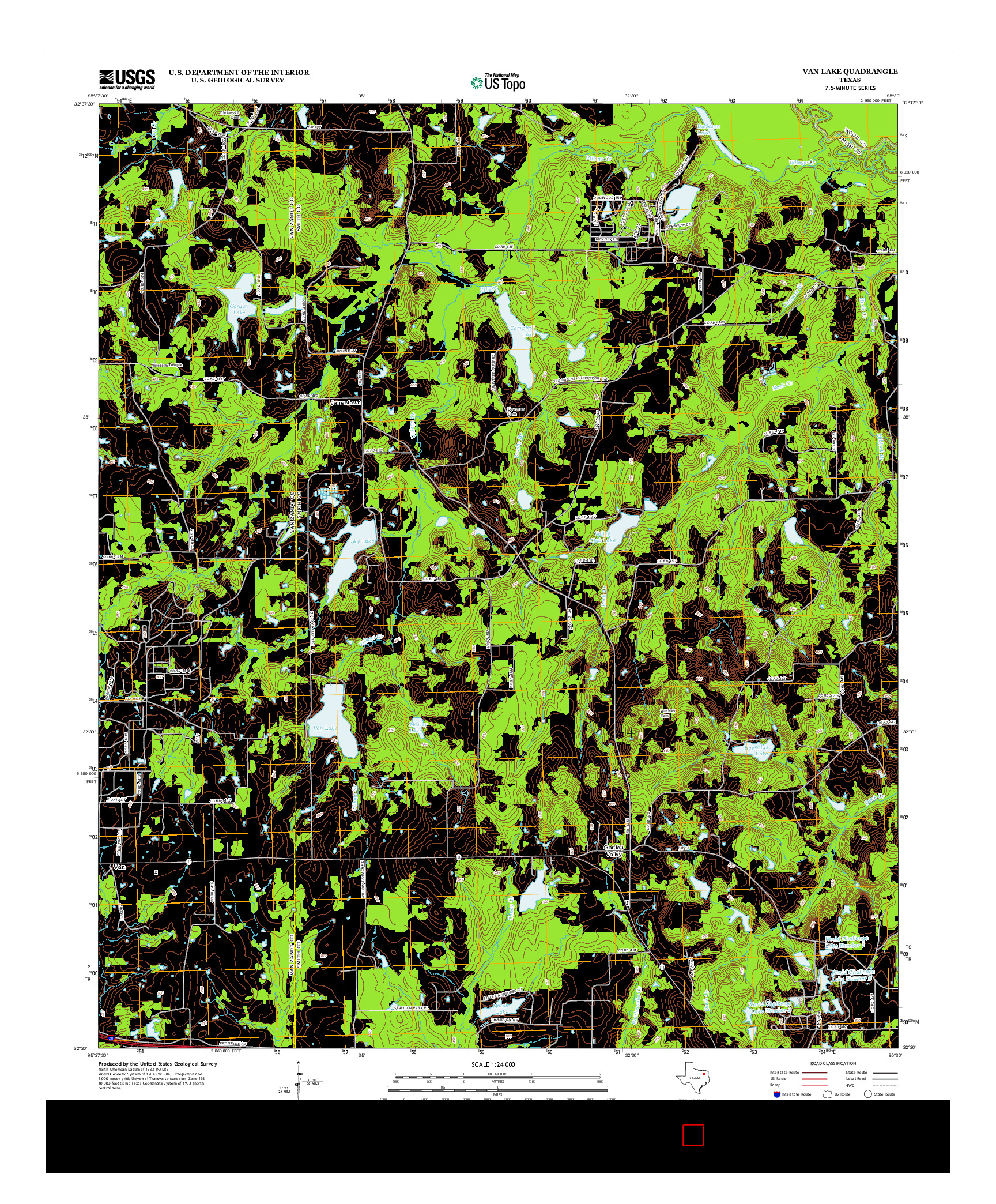 USGS US TOPO 7.5-MINUTE MAP FOR VAN LAKE, TX 2012
