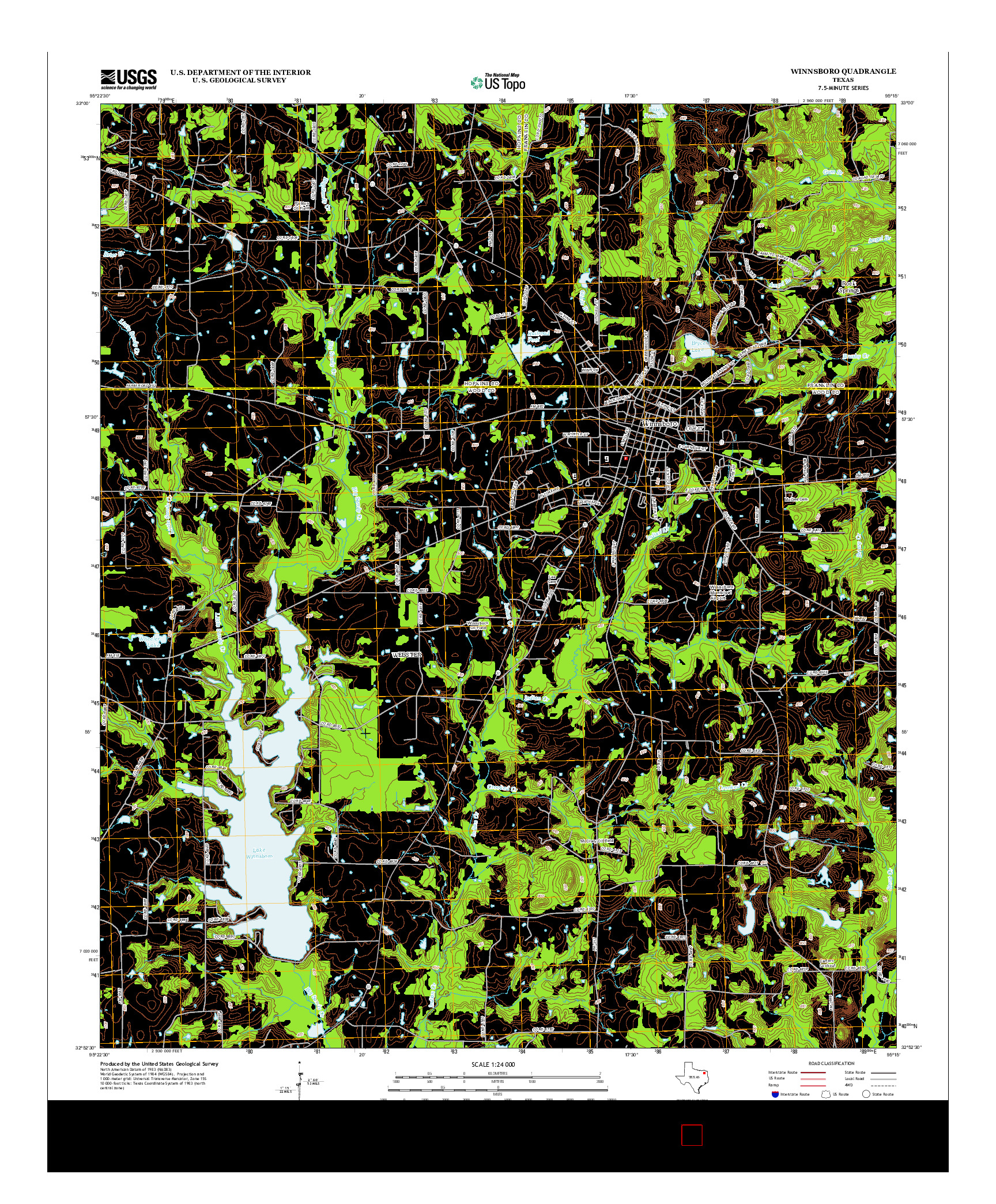 USGS US TOPO 7.5-MINUTE MAP FOR WINNSBORO, TX 2012