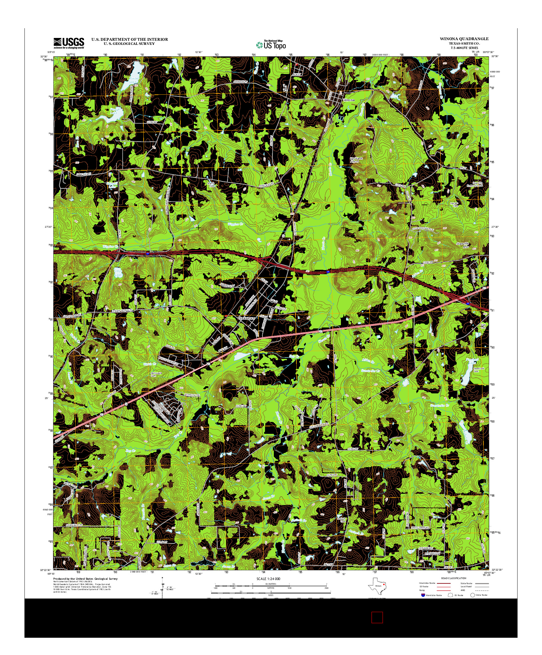 USGS US TOPO 7.5-MINUTE MAP FOR WINONA, TX 2012