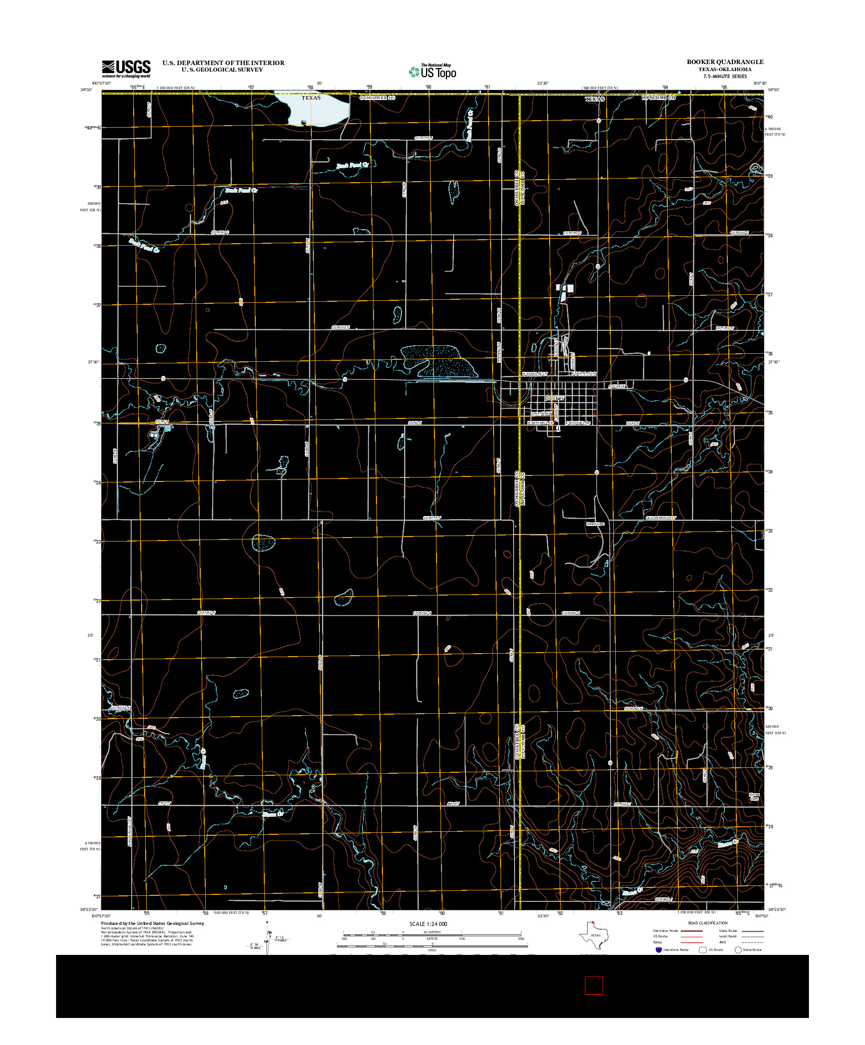USGS US TOPO 7.5-MINUTE MAP FOR BOOKER, TX-OK 2012