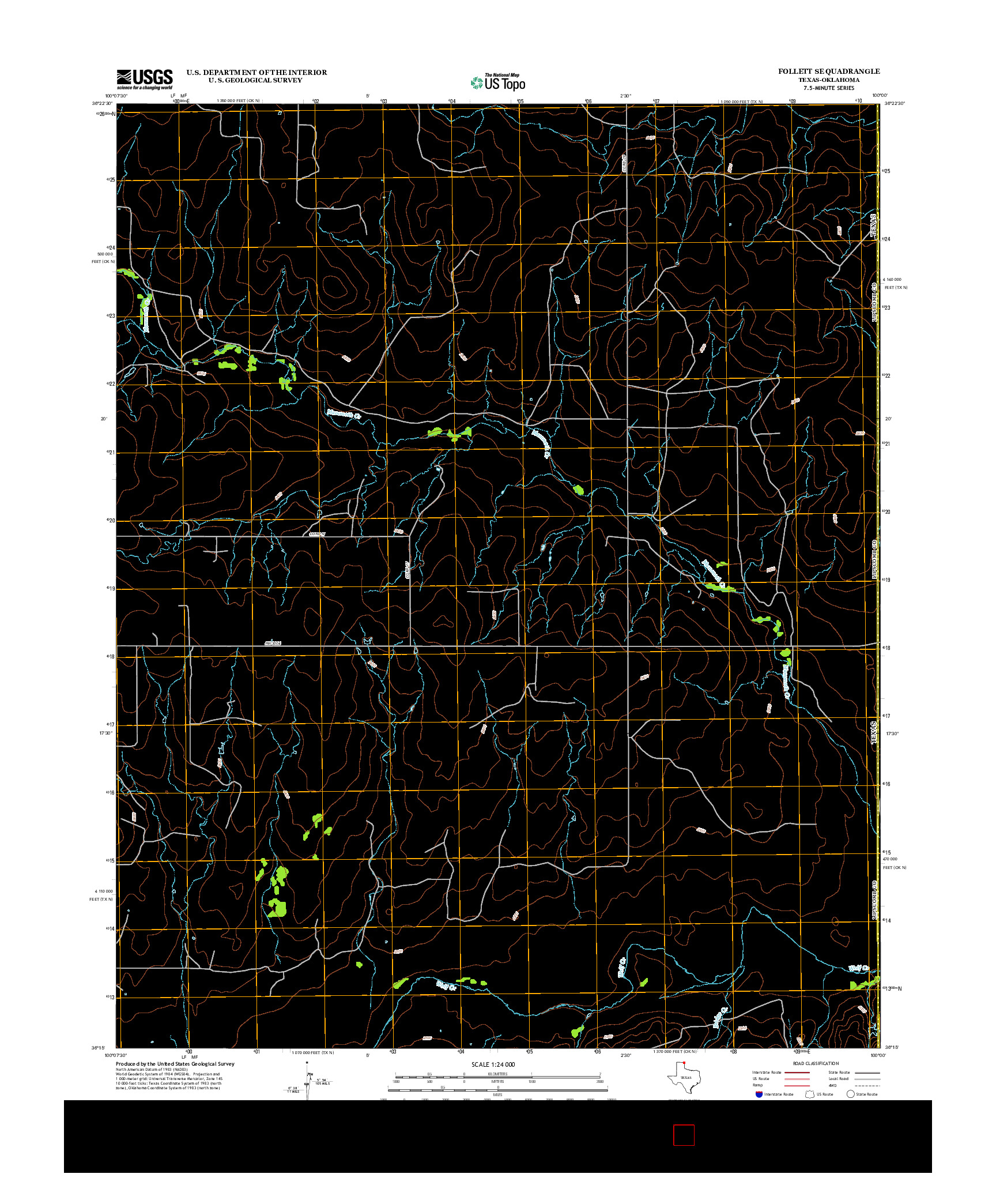 USGS US TOPO 7.5-MINUTE MAP FOR FOLLETT SE, TX-OK 2012