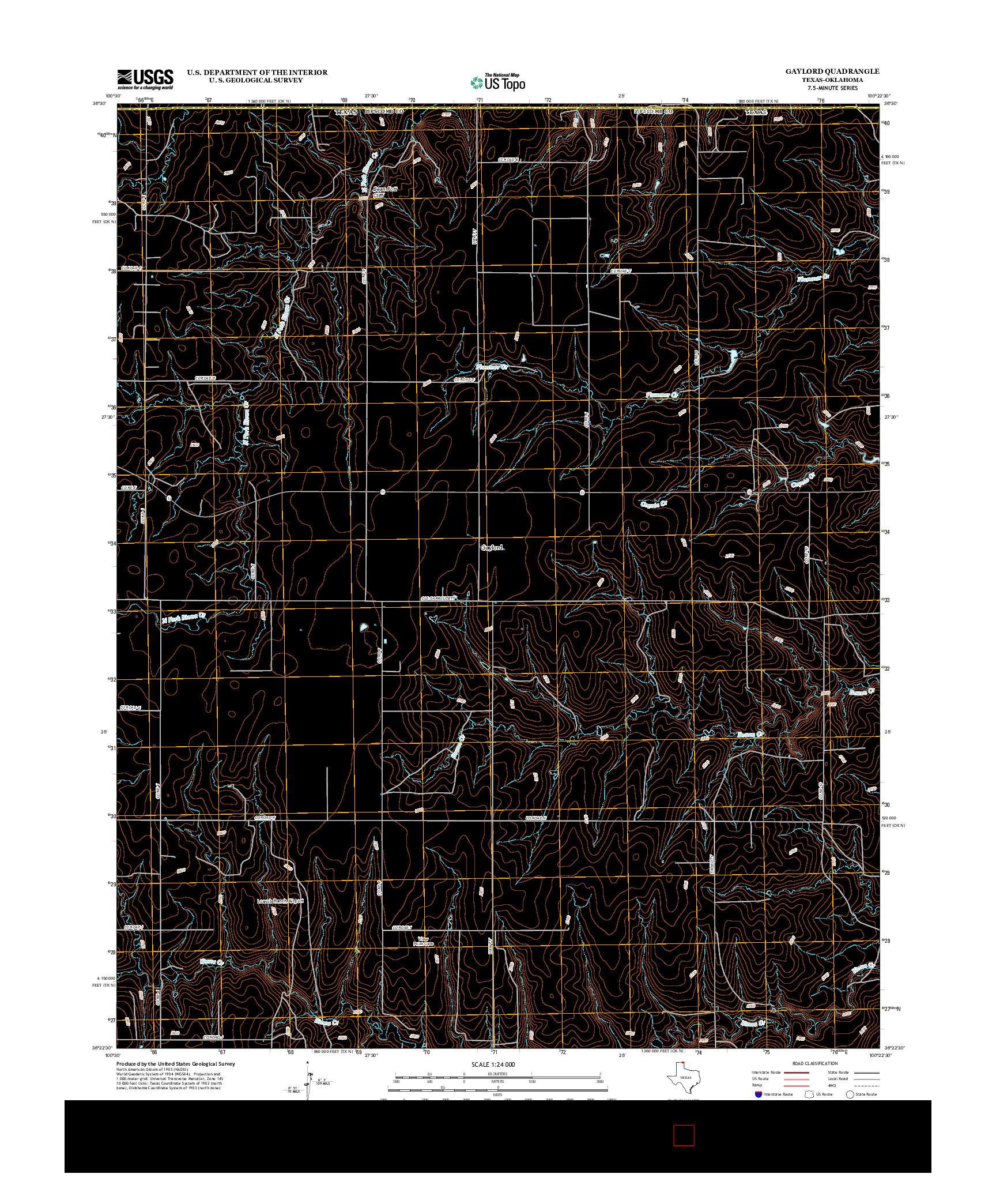 USGS US TOPO 7.5-MINUTE MAP FOR GAYLORD, TX-OK 2012