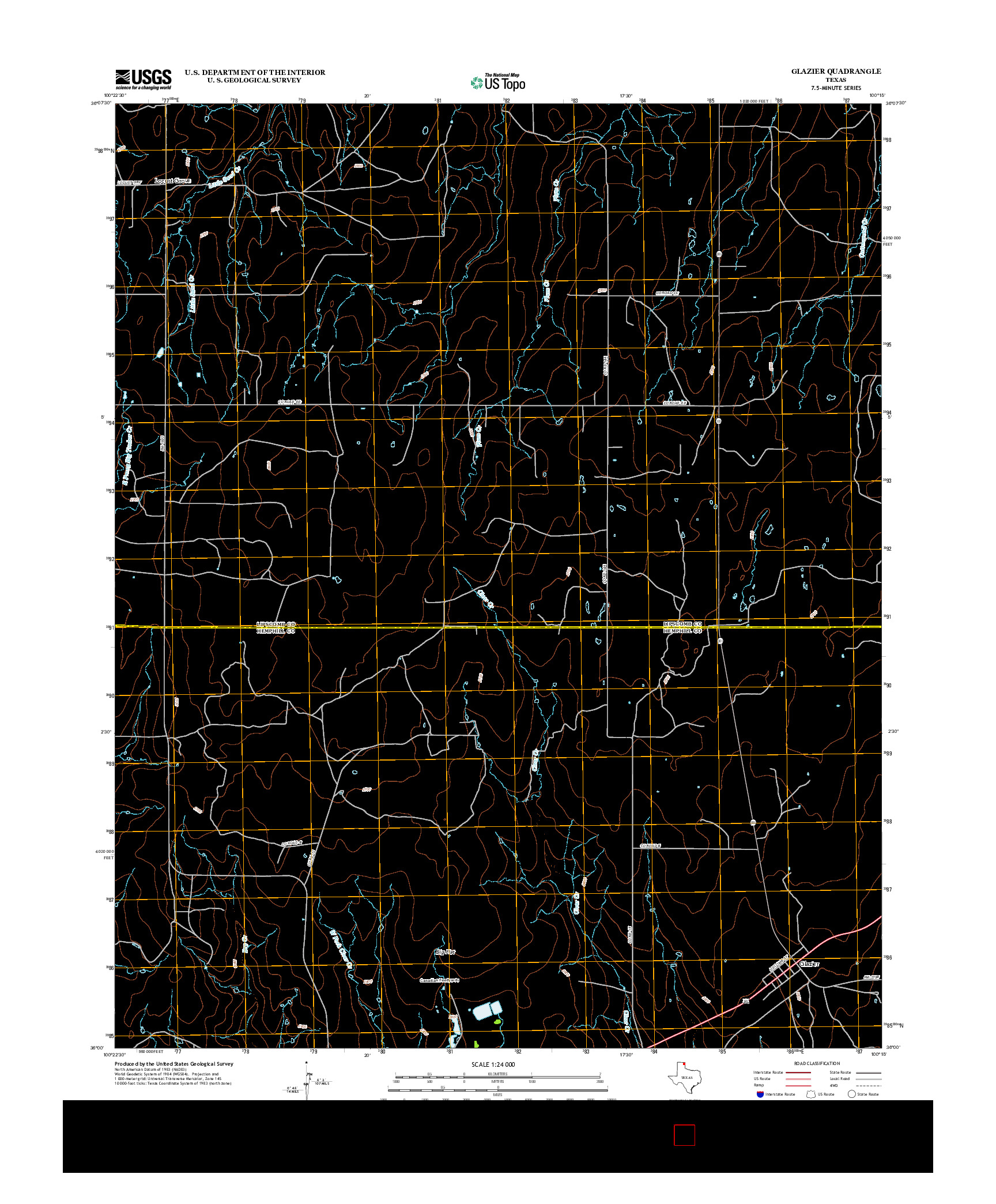 USGS US TOPO 7.5-MINUTE MAP FOR GLAZIER, TX 2012