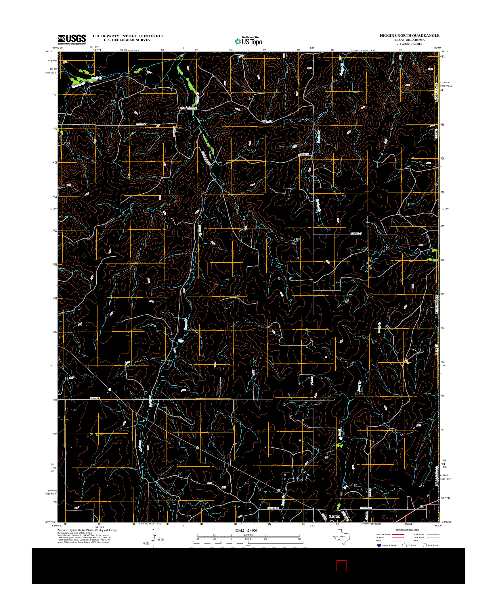 USGS US TOPO 7.5-MINUTE MAP FOR HIGGINS NORTH, TX-OK 2012