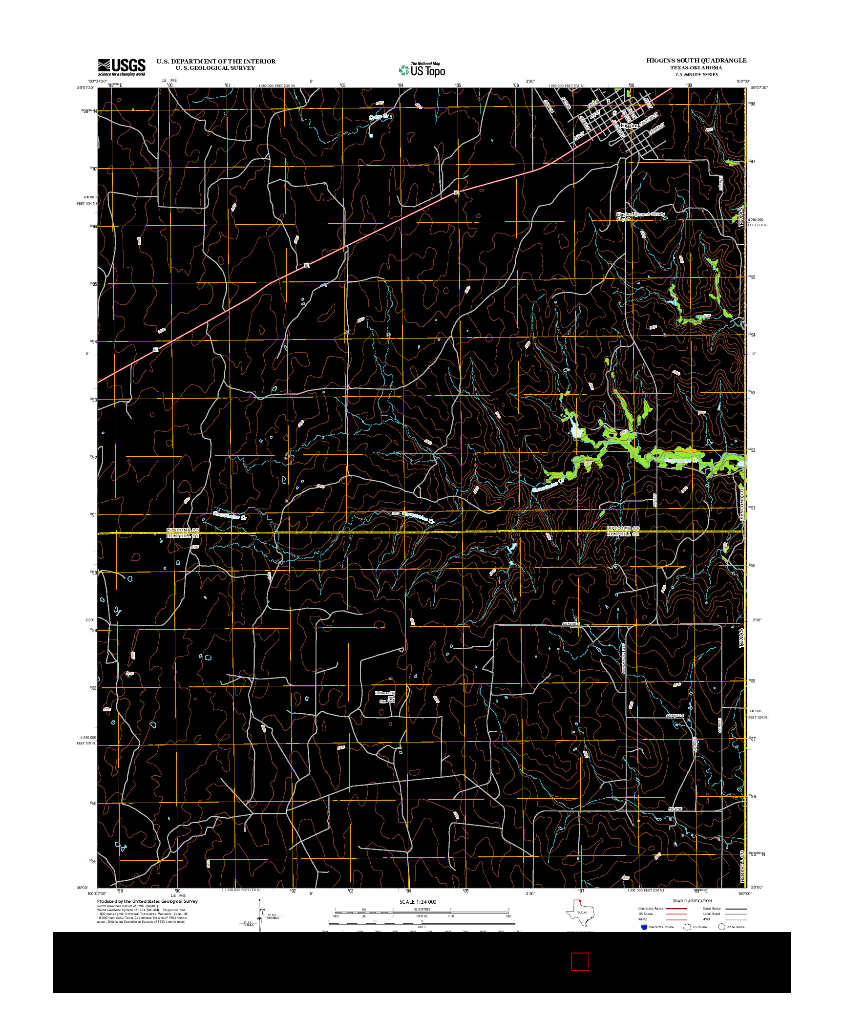 USGS US TOPO 7.5-MINUTE MAP FOR HIGGINS SOUTH, TX-OK 2012