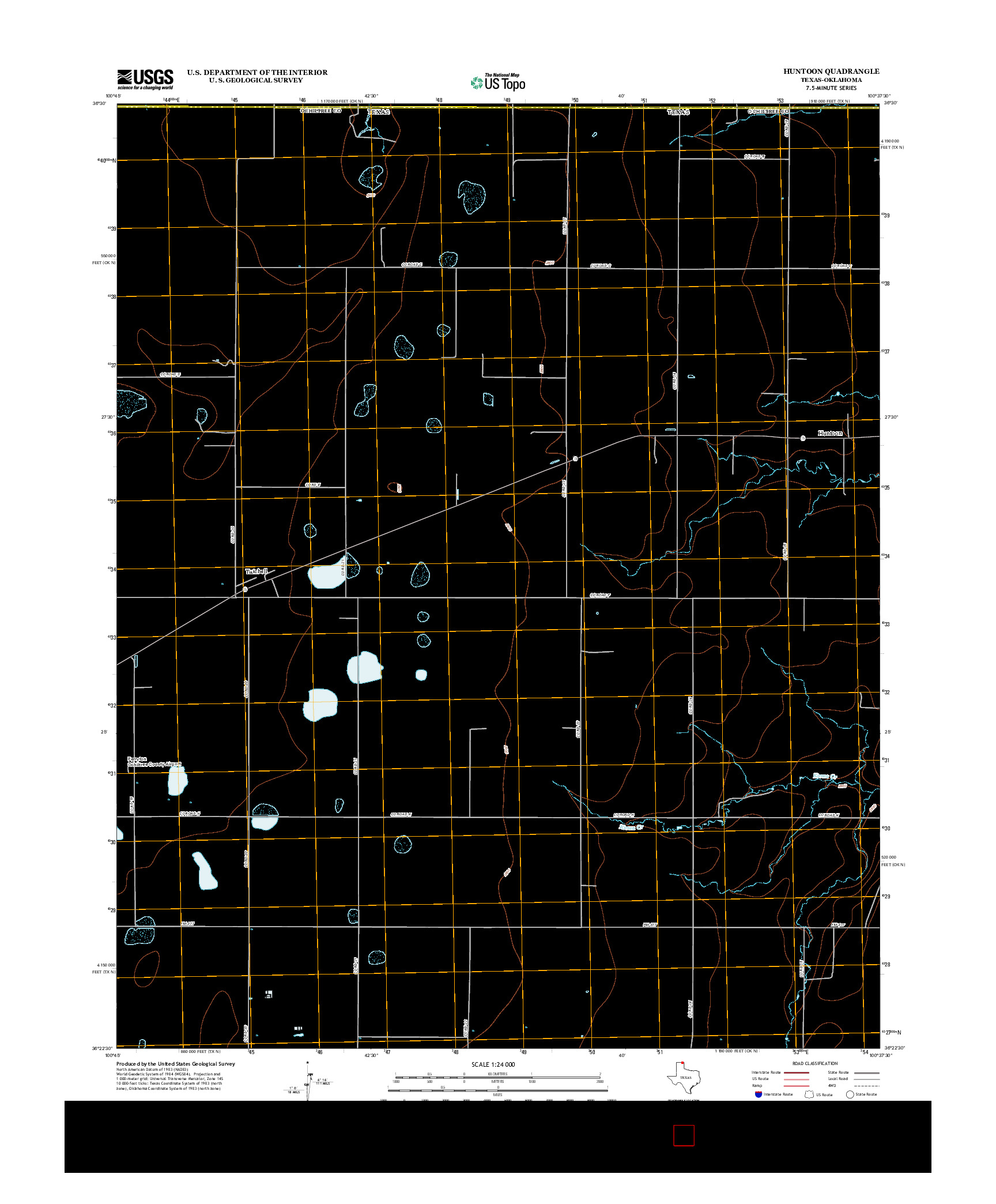 USGS US TOPO 7.5-MINUTE MAP FOR HUNTOON, TX-OK 2012
