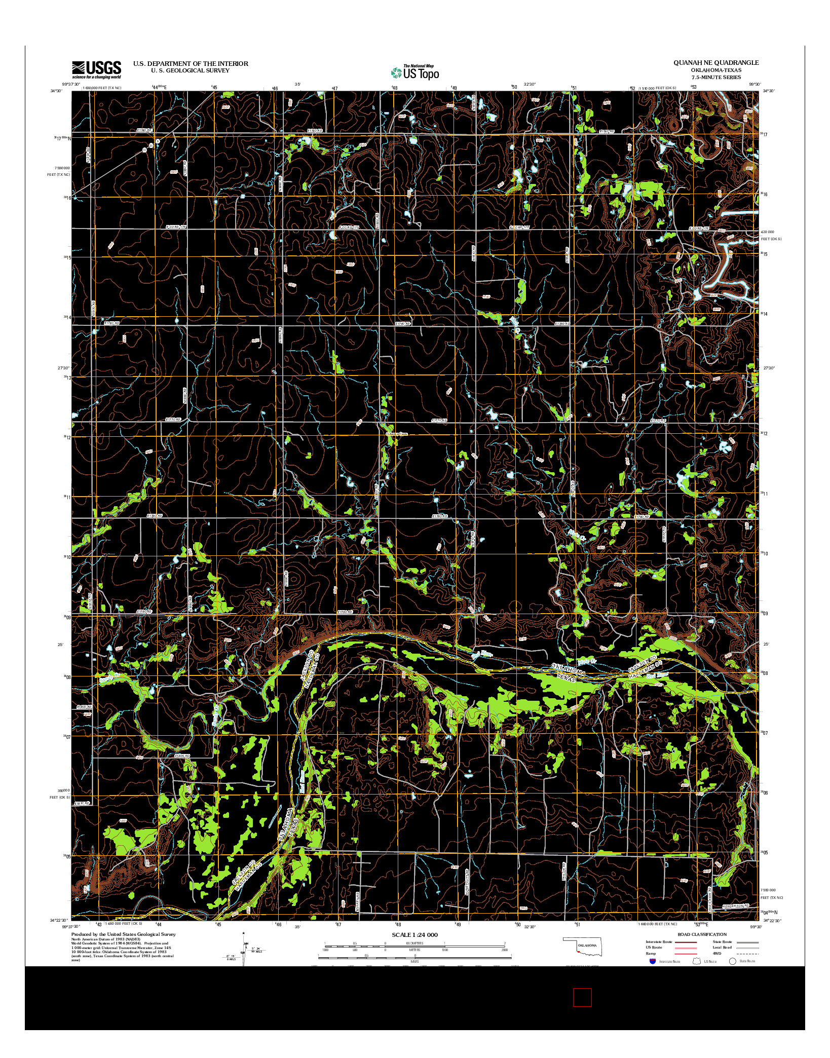 USGS US TOPO 7.5-MINUTE MAP FOR QUANAH NE, OK-TX 2012