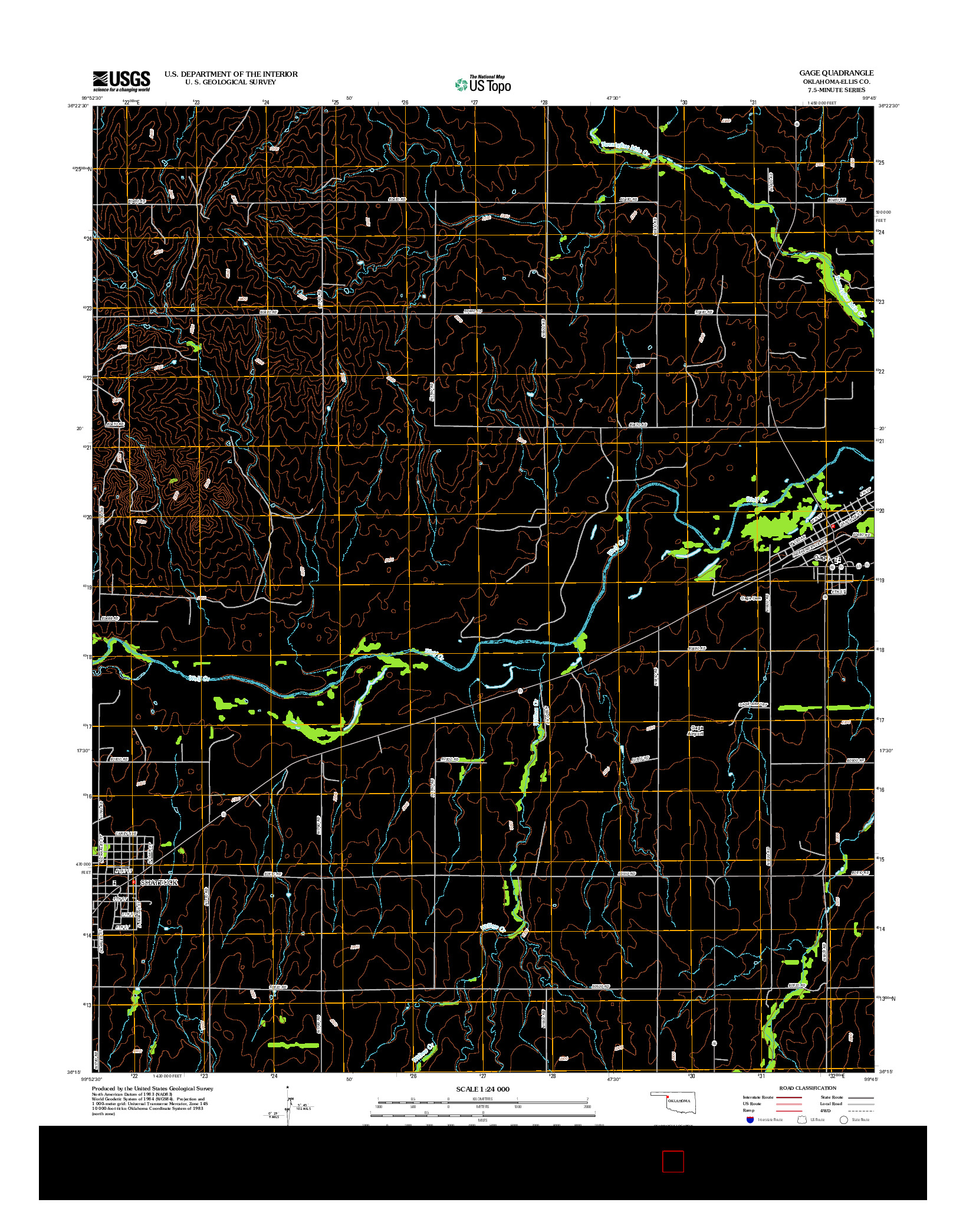 USGS US TOPO 7.5-MINUTE MAP FOR GAGE, OK 2012