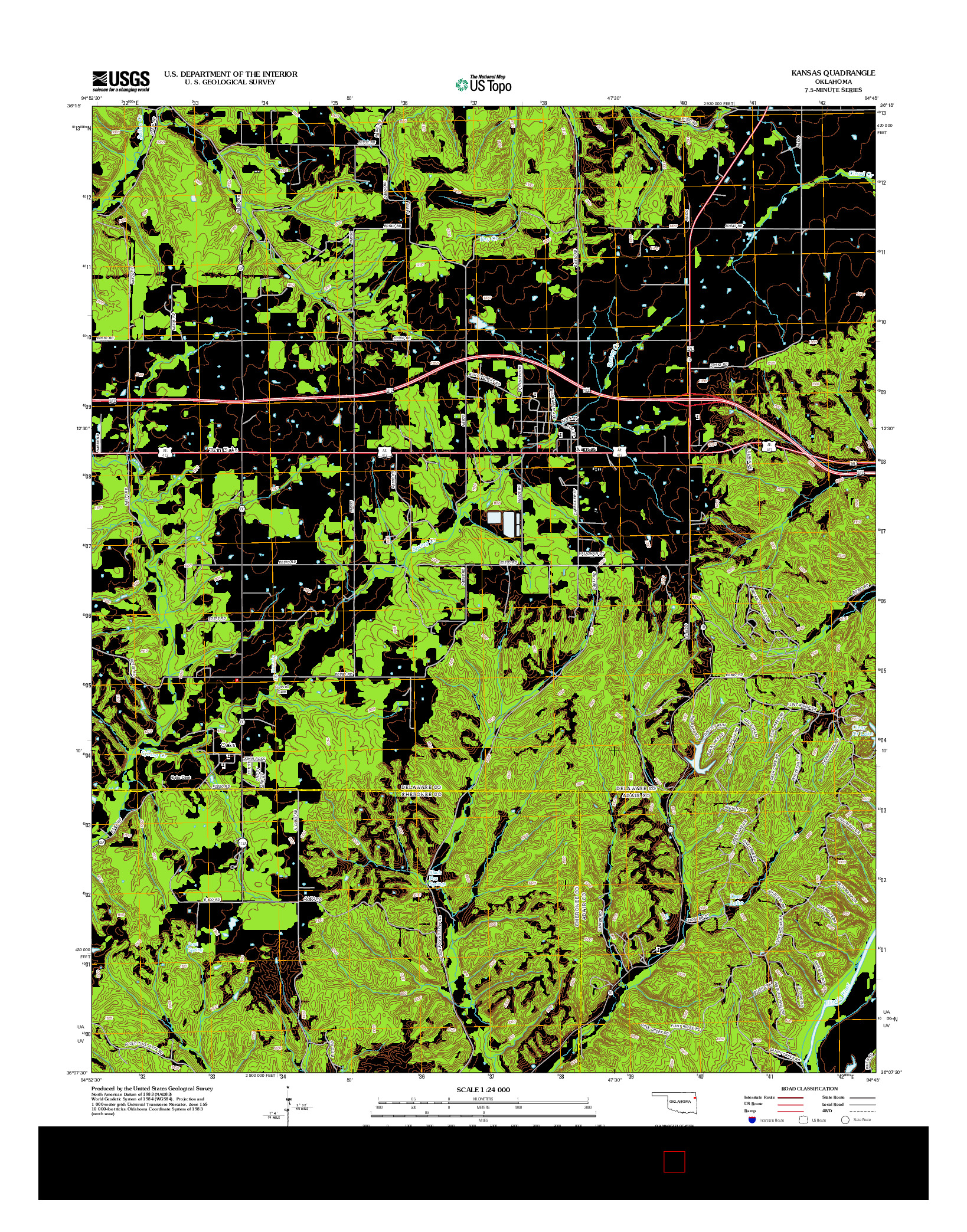 USGS US TOPO 7.5-MINUTE MAP FOR KANSAS, OK 2012