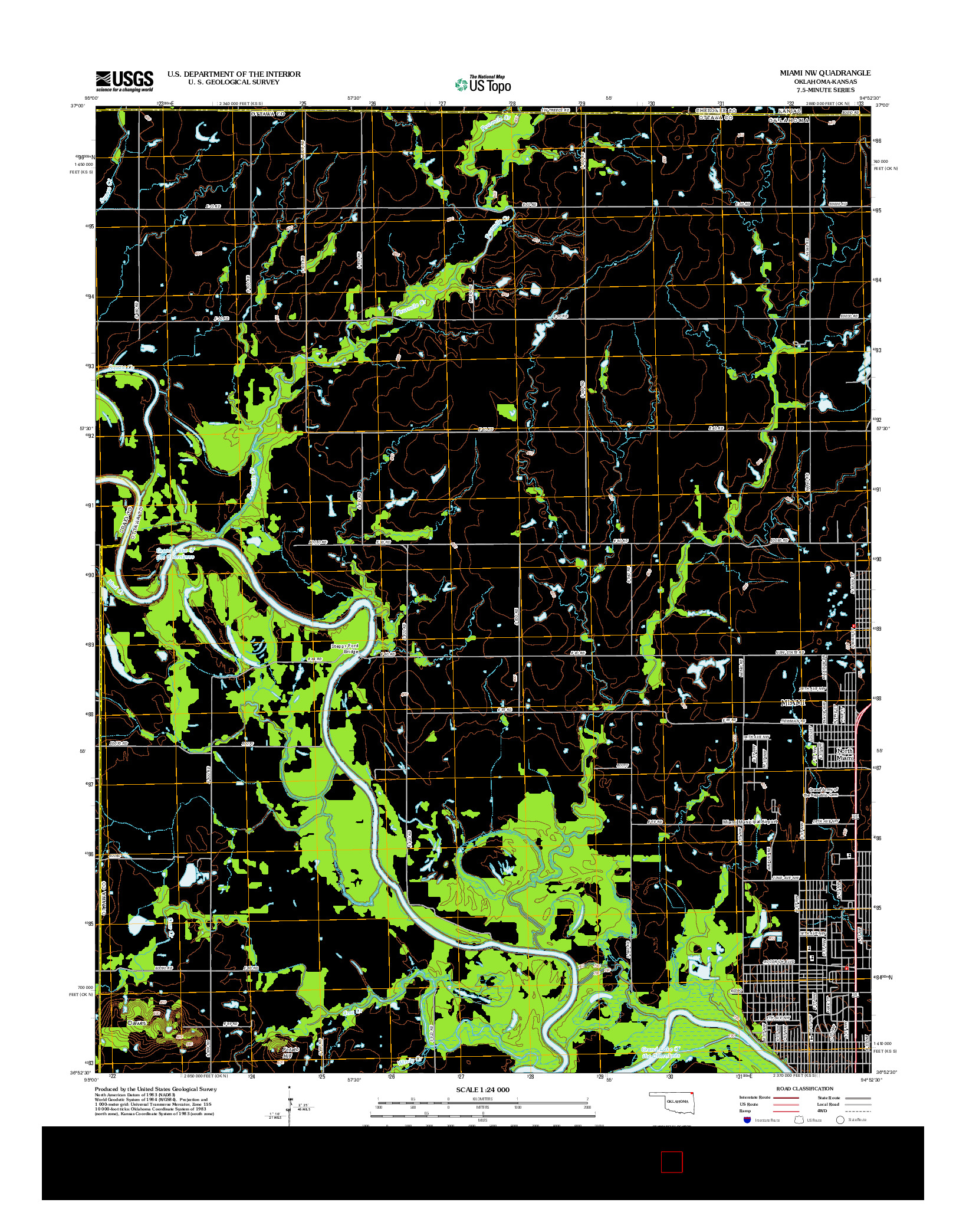 USGS US TOPO 7.5-MINUTE MAP FOR MIAMI NW, OK-KS 2012
