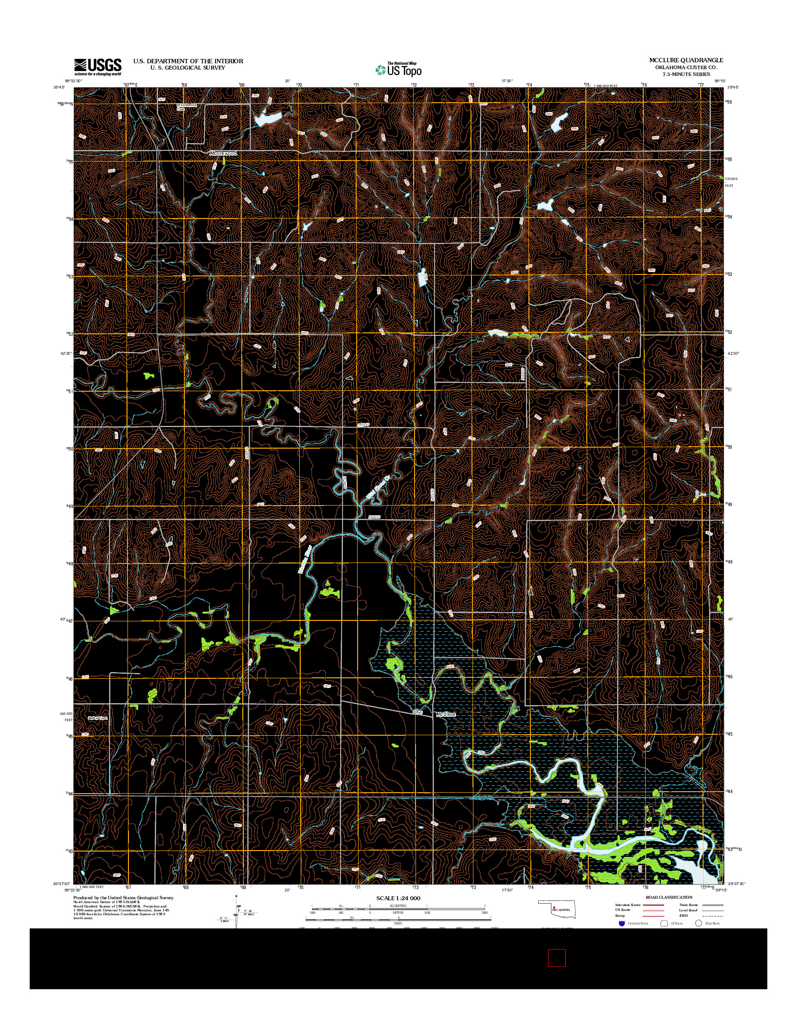 USGS US TOPO 7.5-MINUTE MAP FOR MCCLURE, OK 2012