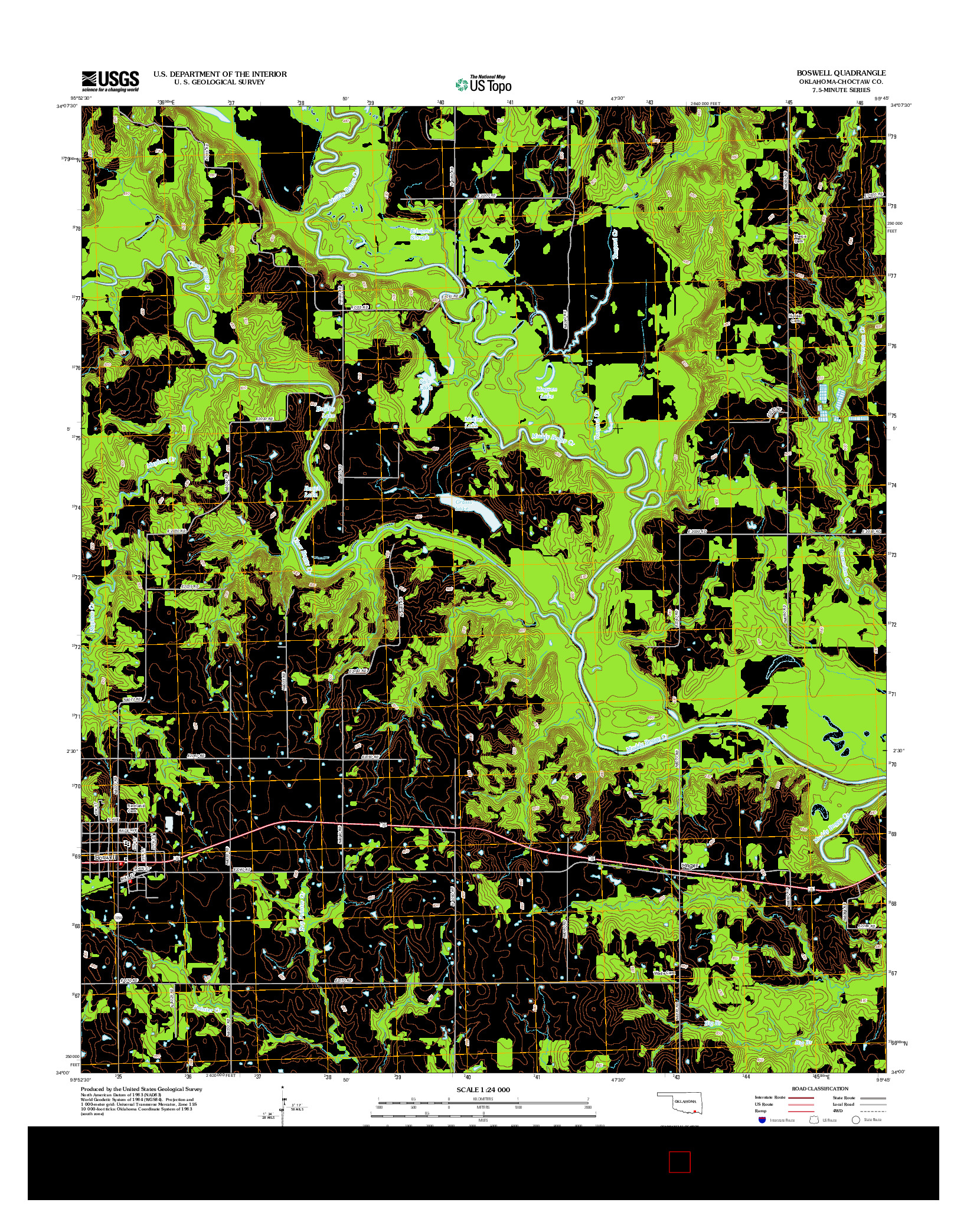 USGS US TOPO 7.5-MINUTE MAP FOR BOSWELL, OK 2012