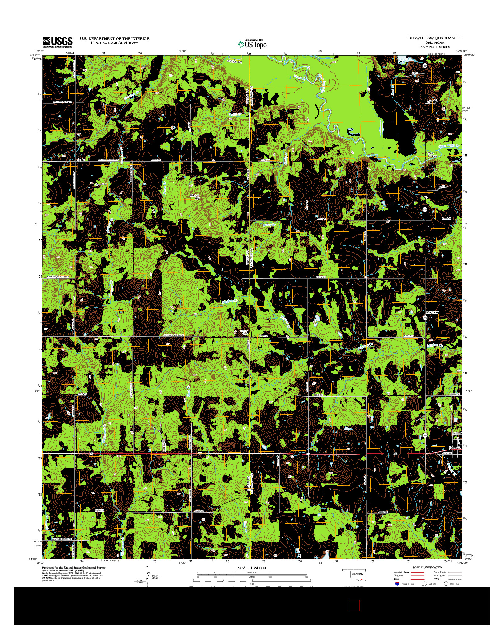 USGS US TOPO 7.5-MINUTE MAP FOR BOSWELL SW, OK 2012