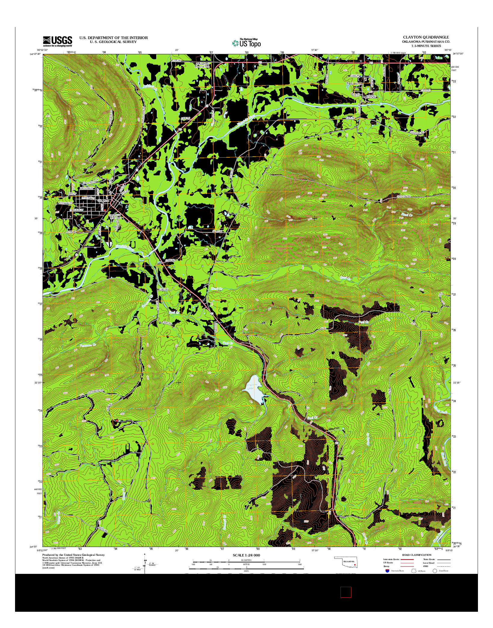USGS US TOPO 7.5-MINUTE MAP FOR CLAYTON, OK 2012