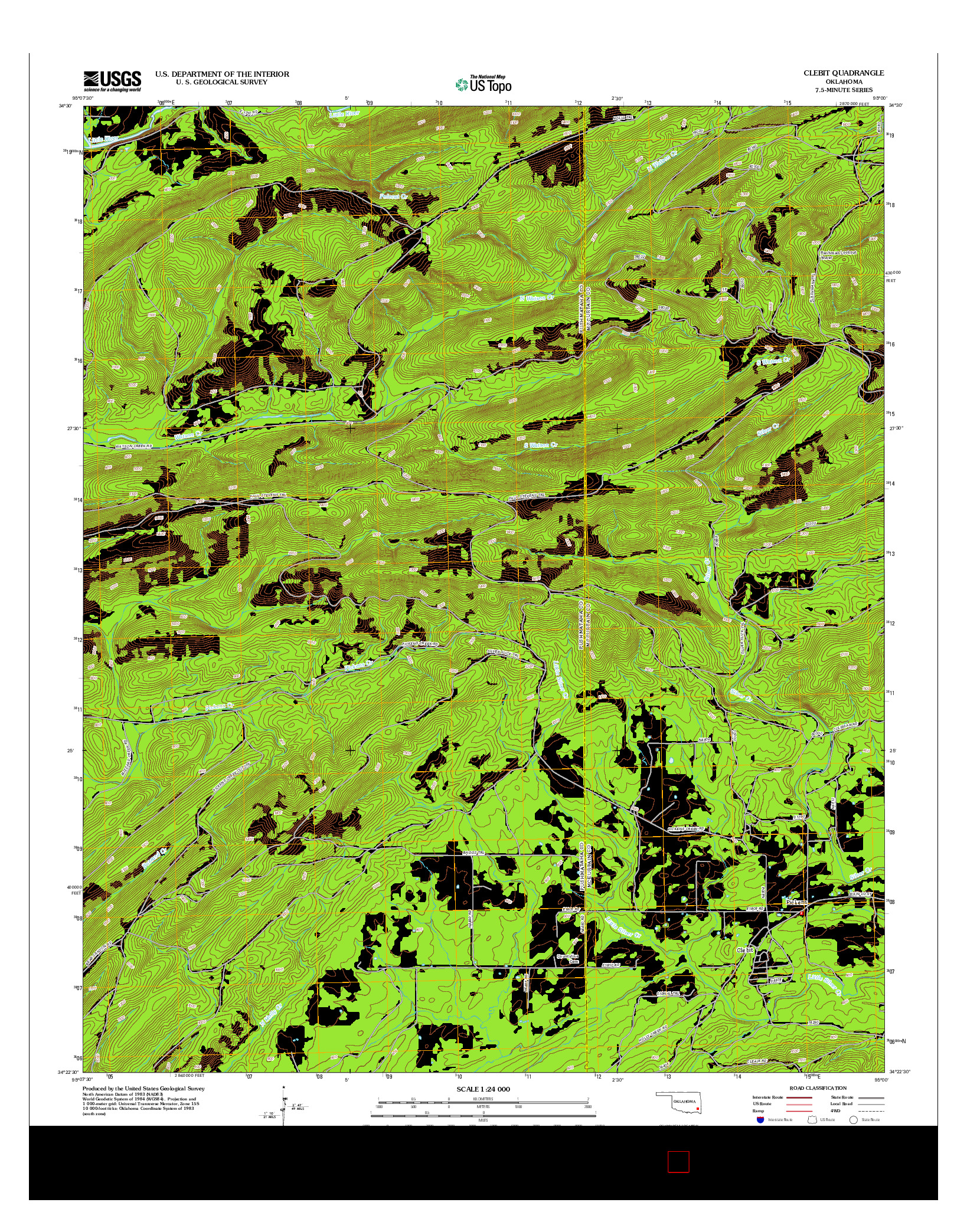 USGS US TOPO 7.5-MINUTE MAP FOR CLEBIT, OK 2012