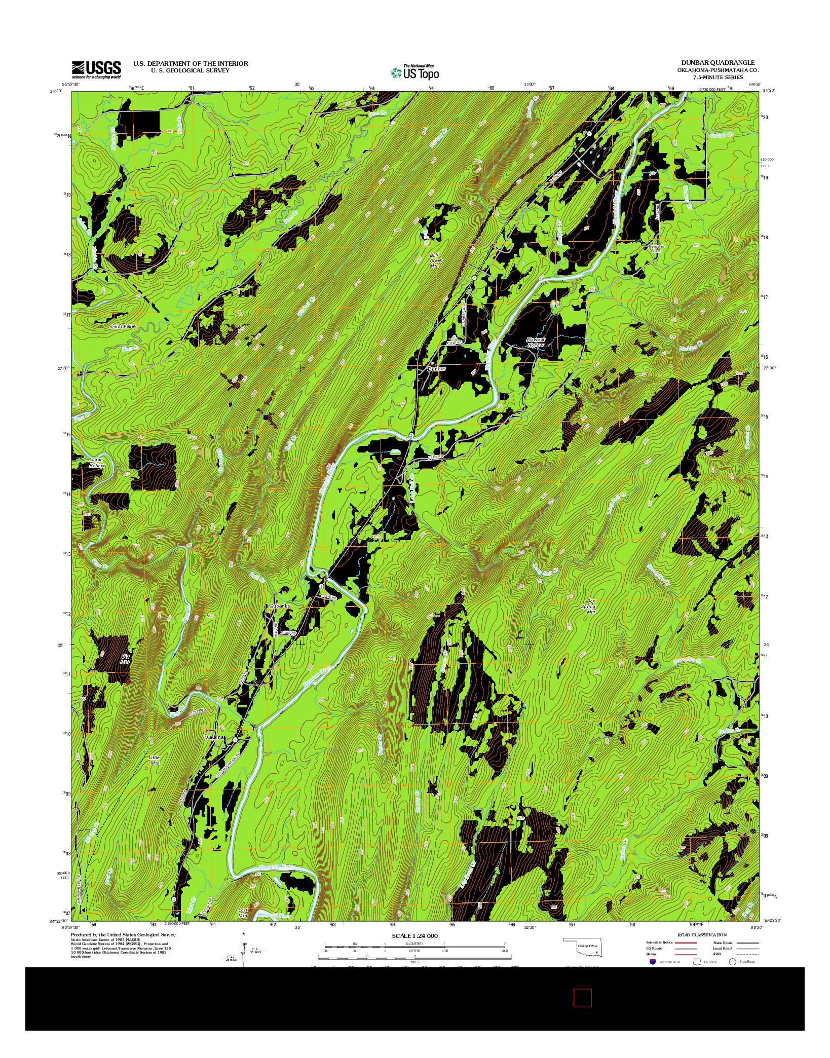 USGS US TOPO 7.5-MINUTE MAP FOR DUNBAR, OK 2012