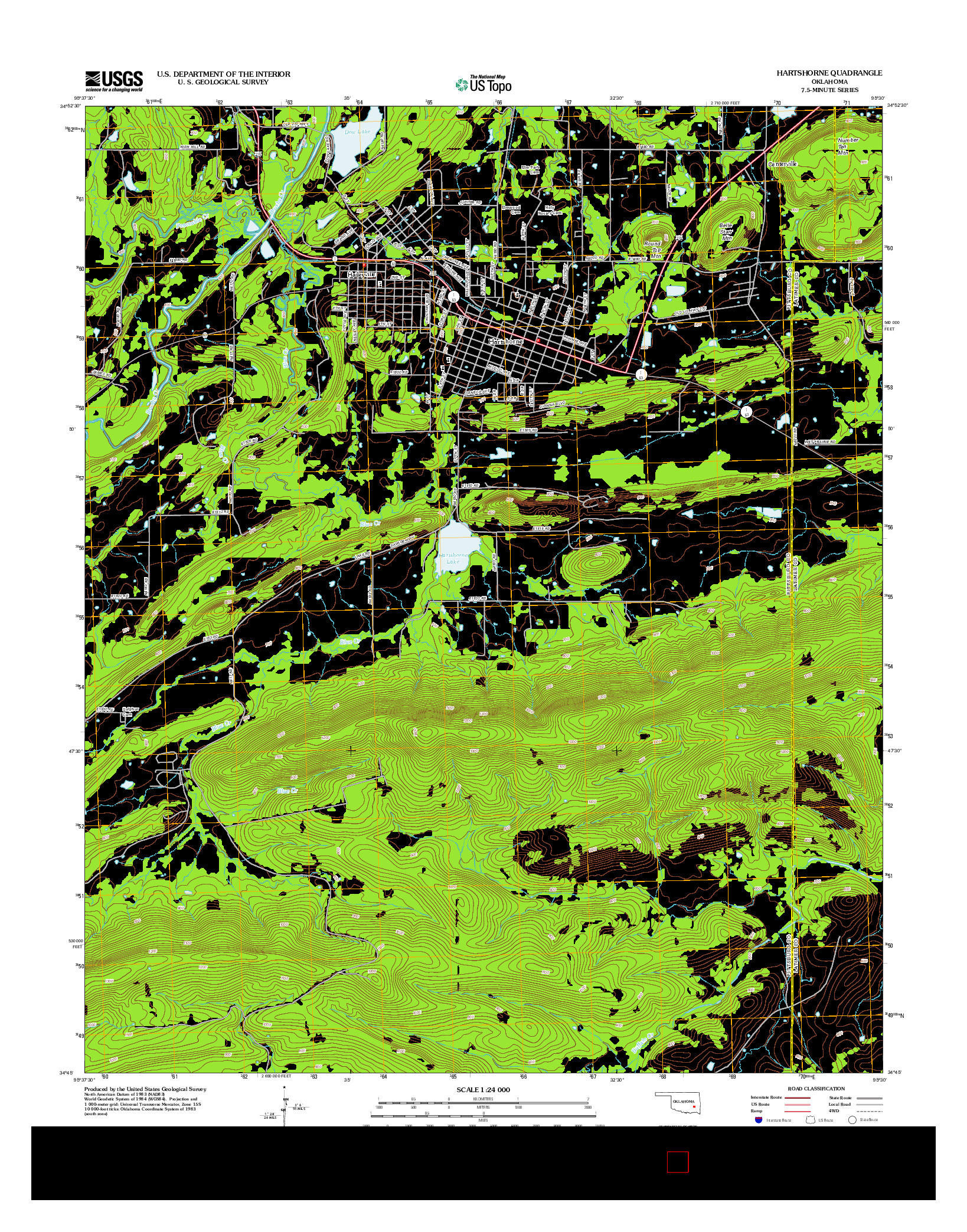 USGS US TOPO 7.5-MINUTE MAP FOR HARTSHORNE, OK 2012